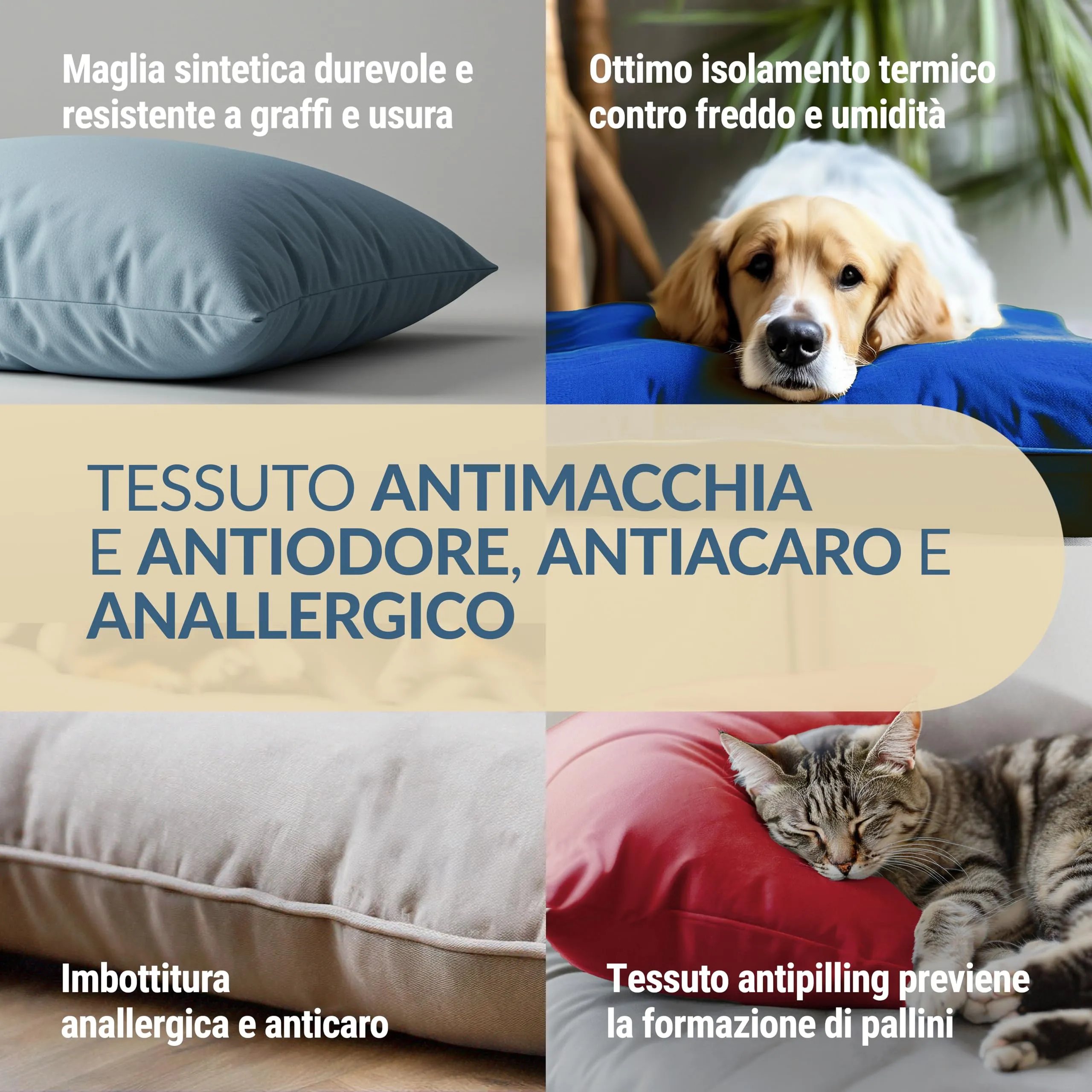 Dorian Home - Cuccia Cane Interno Taglia Grande, Media e Piccola - Cuscino Cane e Gatto Lavabile senza Sfoderare, Extra Imbottito e Morbido - Cuscino per Cani e Gatti Antimacchia Resistente ai Graffi - immagine 4