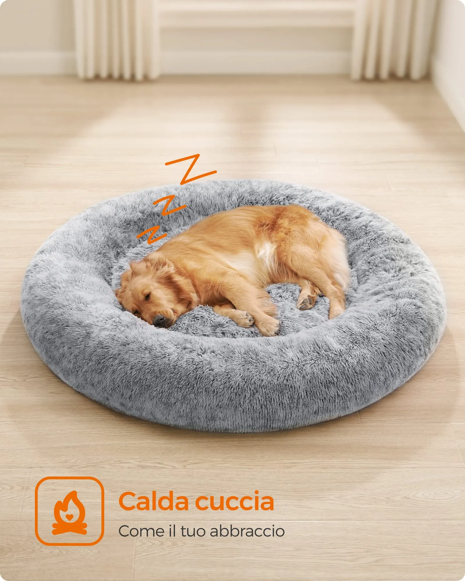 Feandrea Cuccia Cane Interno, Tappeto di Peluche, Diametro 120 cm - immagine 3