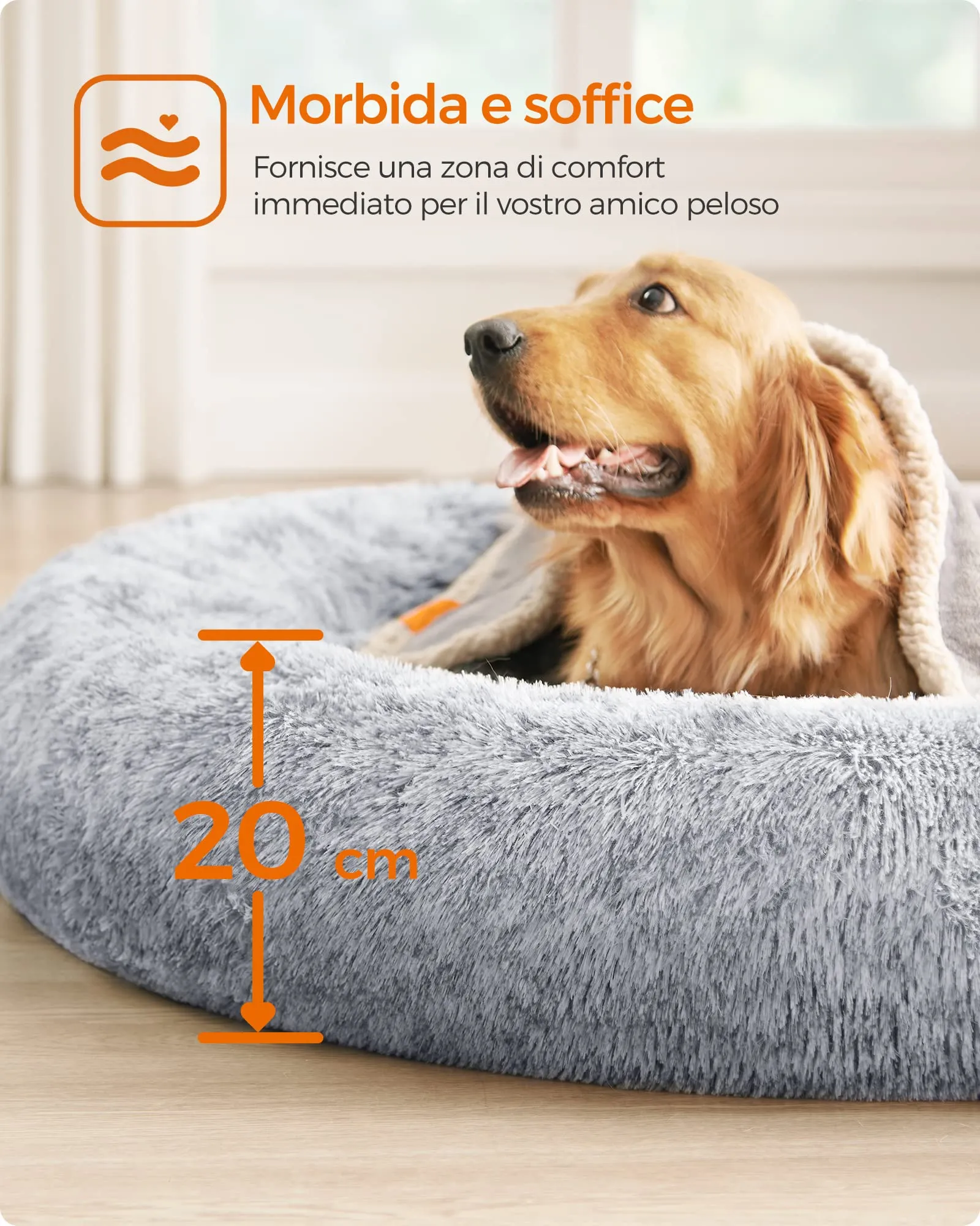 Feandrea Cuccia Cane Interno, Tappeto di Peluche, Diametro 120 cm - immagine 4