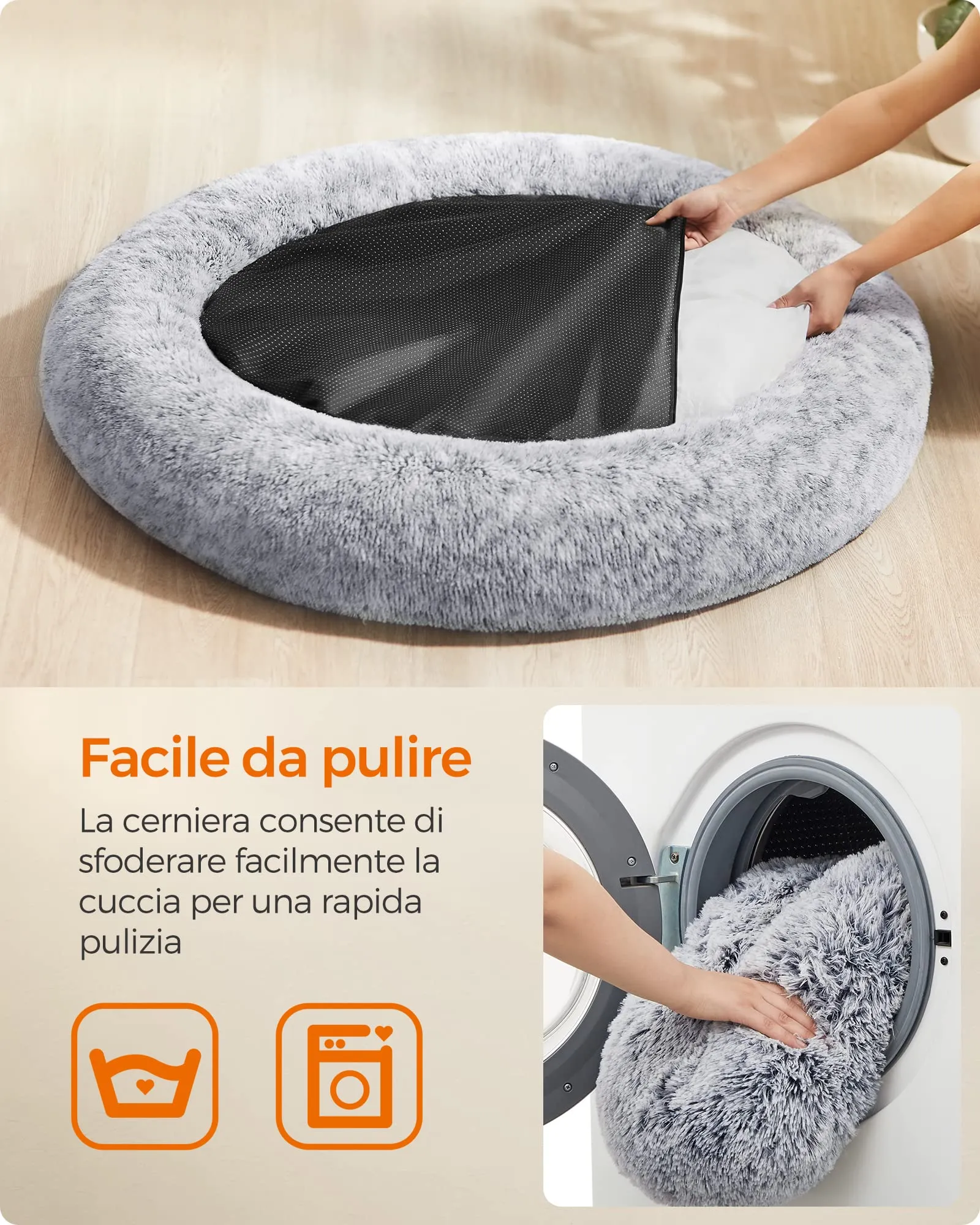 Feandrea Cuccia Cane Interno, Tappeto di Peluche, Diametro 120 cm - immagine 5