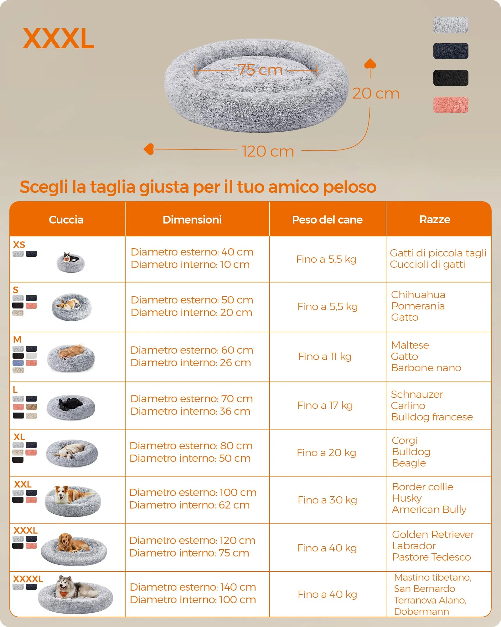 Feandrea Cuccia Cane Interno, Tappeto di Peluche, Diametro 120 cm - immagine 7
