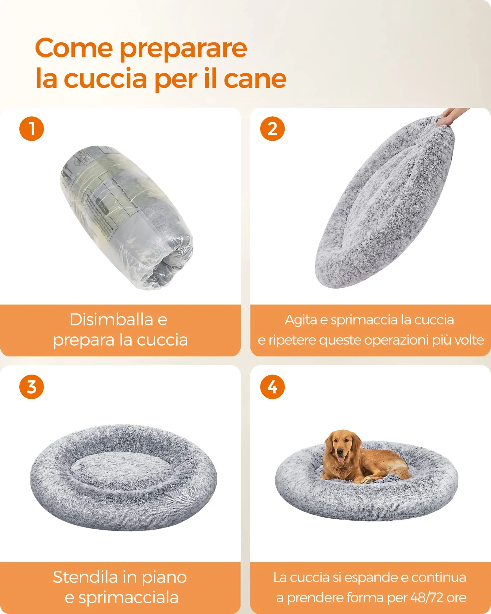Feandrea Cuccia Cane Interno, Tappeto di Peluche, Diametro 120 cm - immagine 8