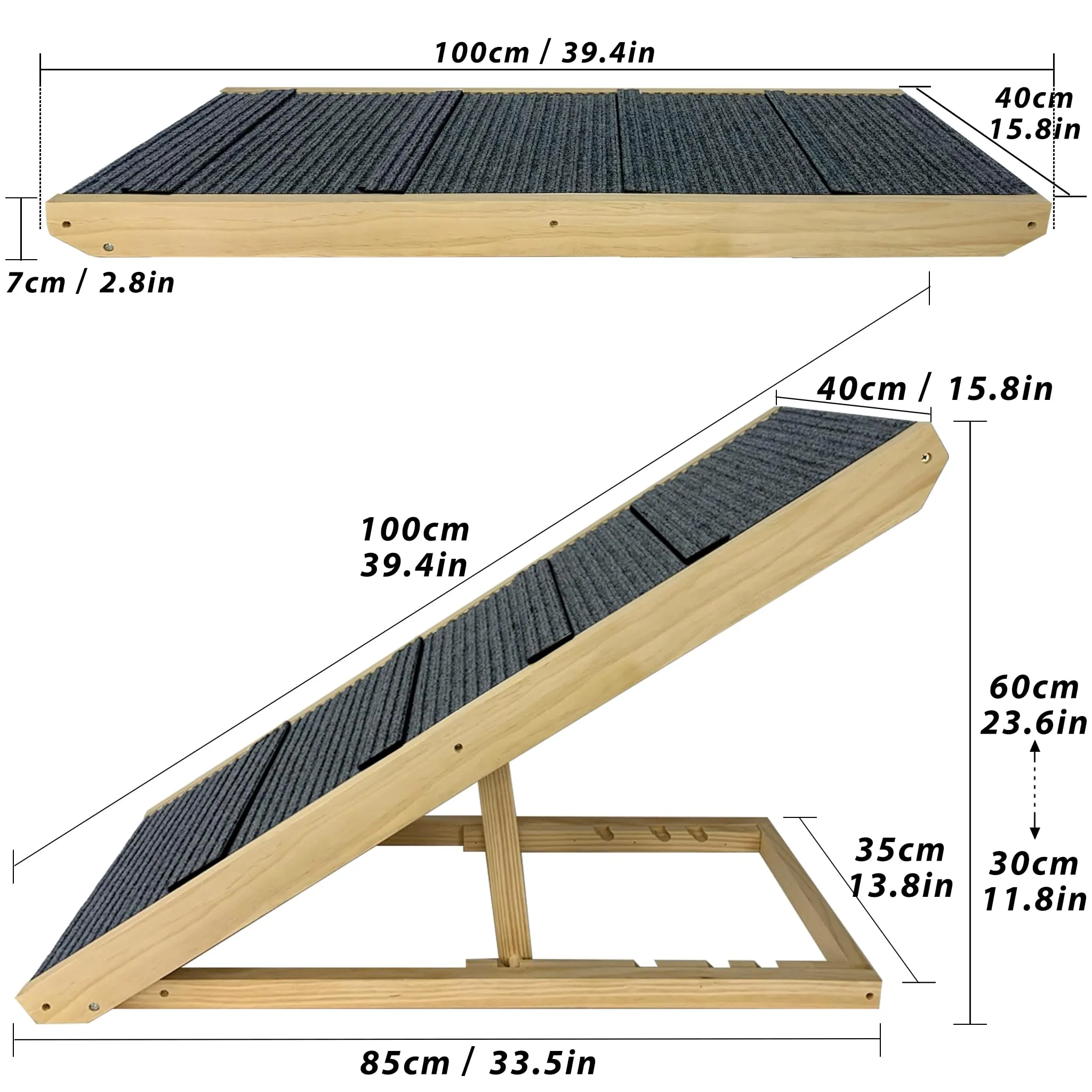 UISEBRT Scala per cani pieghevole in legno, scala per animali domestici fino a 100 kg - immagine 2