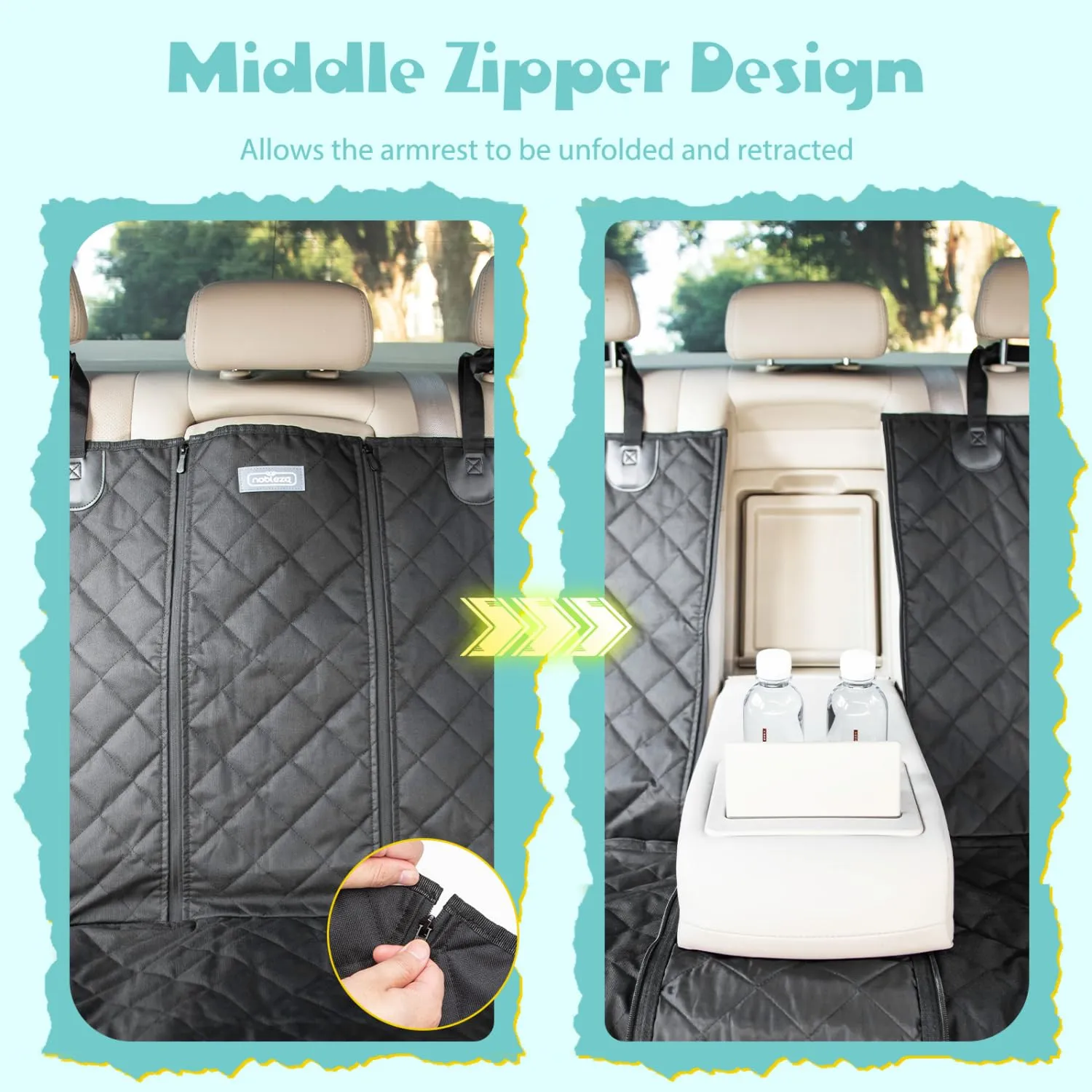 Nobleza Telo Auto per Cani, Coprisedile Auto per Cani Compatibile con Braccioli, Telo Macchina per Cani Impermeabile Antigraffiato e Antiscivolo, 137×121CM Coprisedile Posteriore Auto Universale - immagine 5