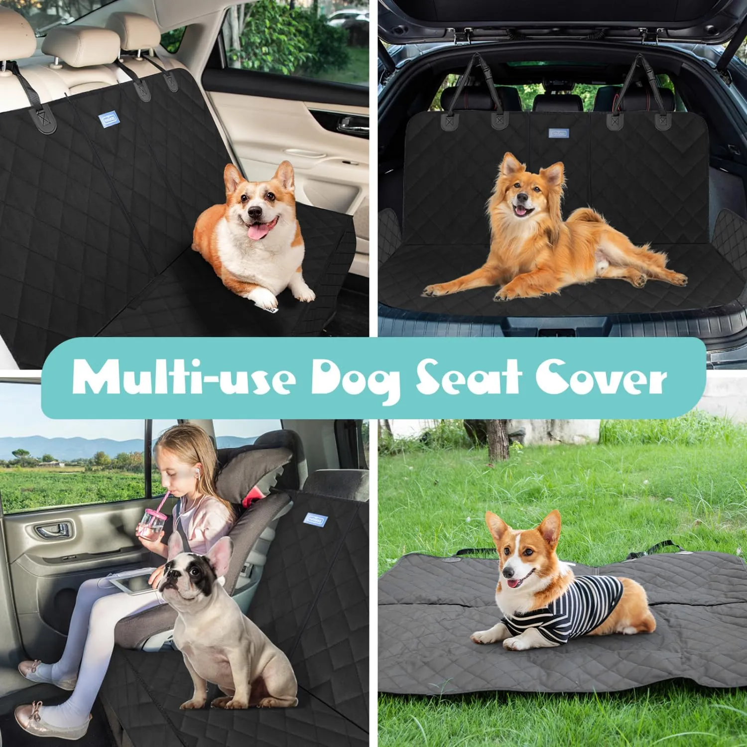 Nobleza Telo Auto per Cani, Coprisedile Auto per Cani Compatibile con Braccioli, Telo Macchina per Cani Impermeabile Antigraffiato e Antiscivolo, 137×121CM Coprisedile Posteriore Auto Universale - immagine 6