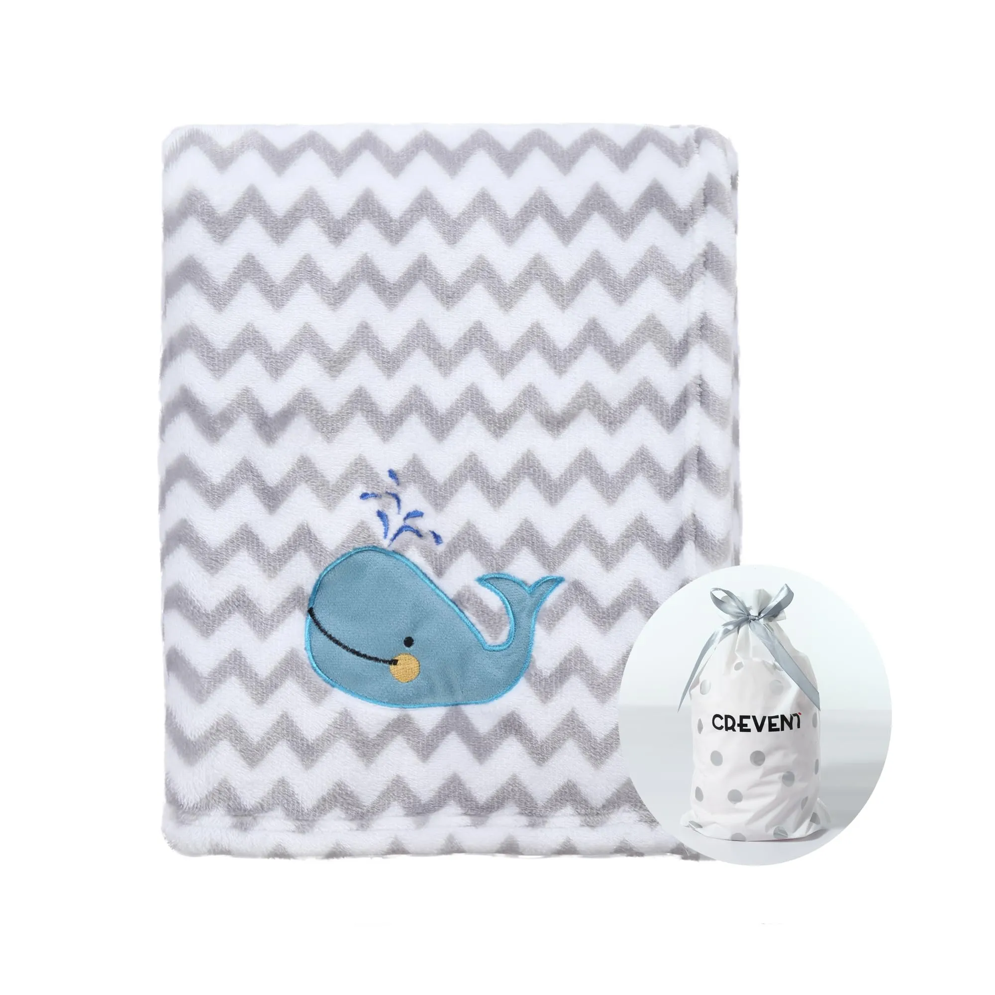 CREVENT 75cmX100cm Carino Cozy Fluffy Caldo Coperta Del Bambino per Ragazze Ragazzi Infantili Biancheria Da Letto Culla Passeggino, Baby Shower Compleanno Regalo Del Neonato - Balena - immagine 1