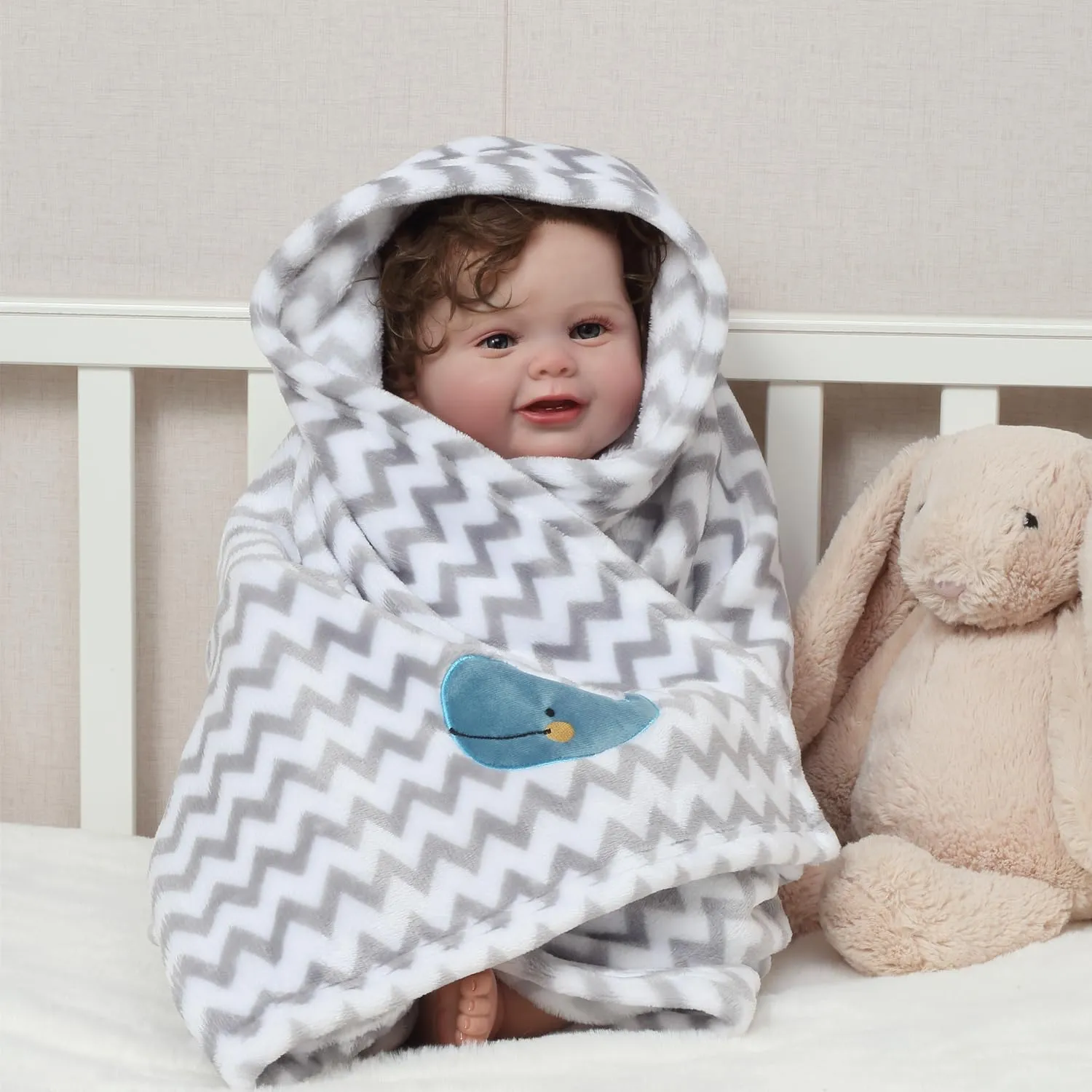 CREVENT 75cmX100cm Carino Cozy Fluffy Caldo Coperta Del Bambino per Ragazze Ragazzi Infantili Biancheria Da Letto Culla Passeggino, Baby Shower Compleanno Regalo Del Neonato - Balena - immagine 6