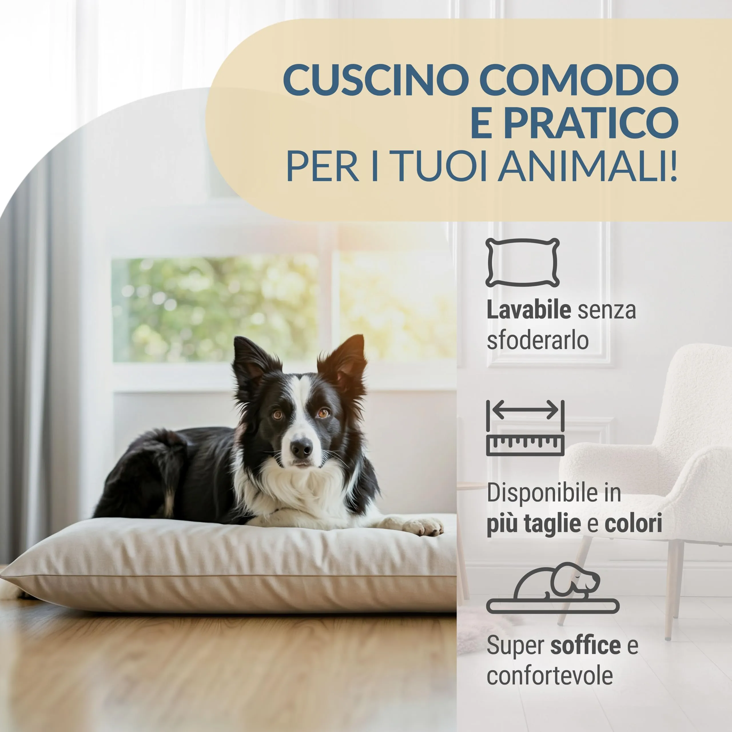 Dorian Home - Cuccia Cane Interno Taglia Grande, Media e Piccola - Cuscino Cane e Gatto Lavabile senza Sfoderare, Extra Imbottito e Morbido - Cuscino per Cani e Gatti Antimacchia Resistente ai Graffi - immagine 3