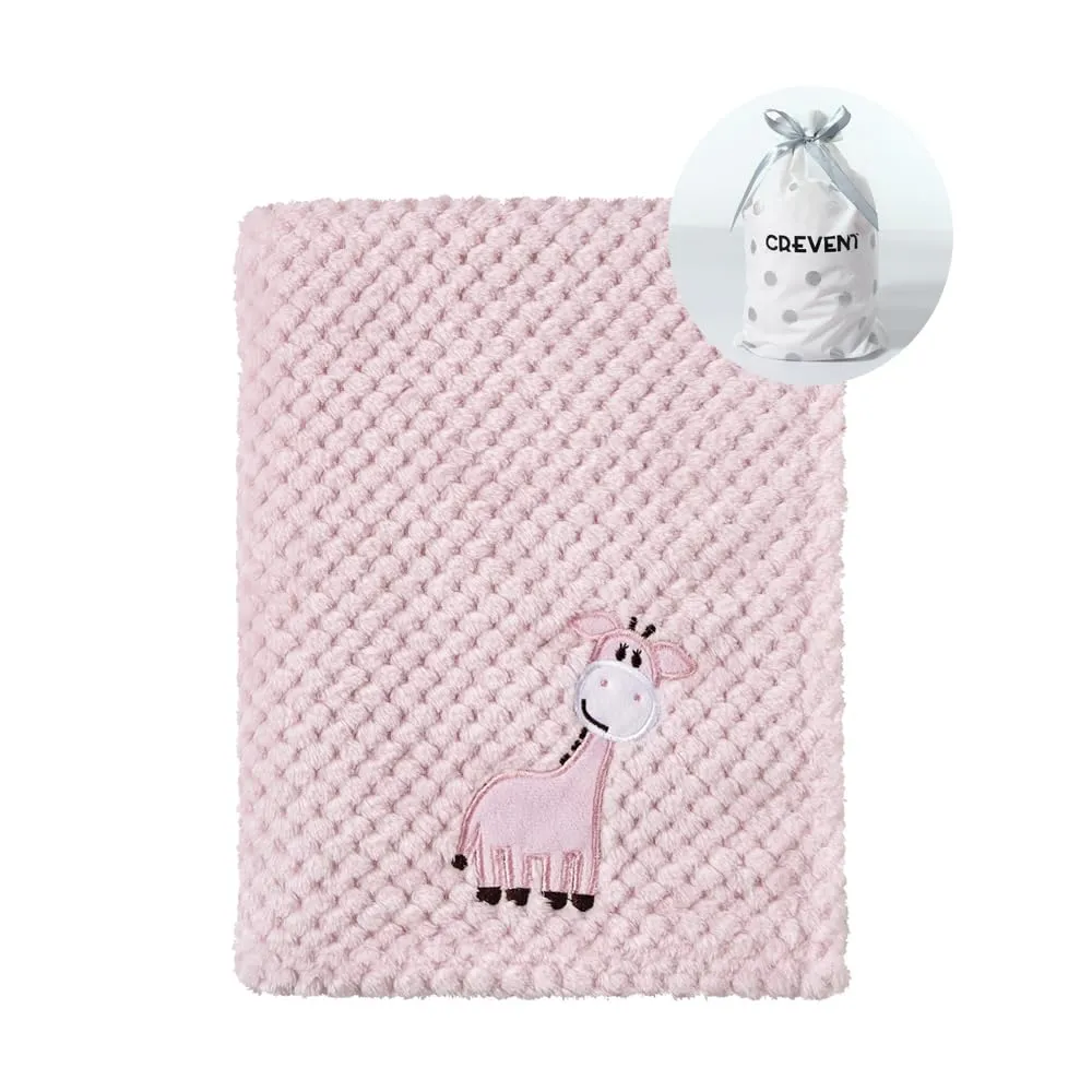 CREVENT 75cm X 100cm, simpatica, accogliente, soffice e calda, coperta per bambini, culla, passeggino, baby shower, compleanno, regalo per neonati, rosa, giraffa - immagine 1