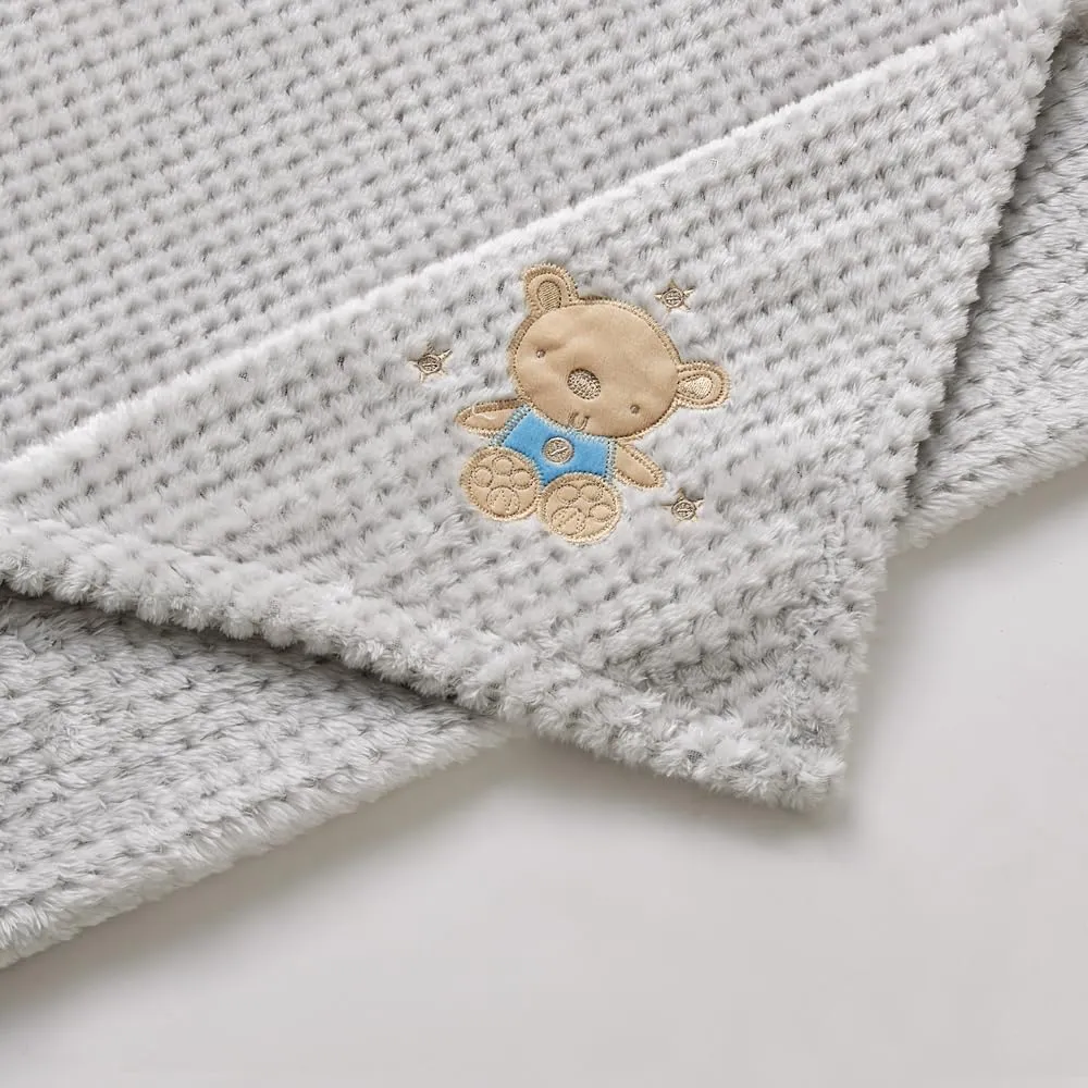 CREVENT 75cmX100cm Nette gemütliche Flauschige warme Babydecke für Mädchen Jungen Kleinkinder Bettwäsche Kinderbett Kinderwagen, Baby Dusche Geburtstag Neugeborenes Geschenk Grau-Baby Bär - immagine 3