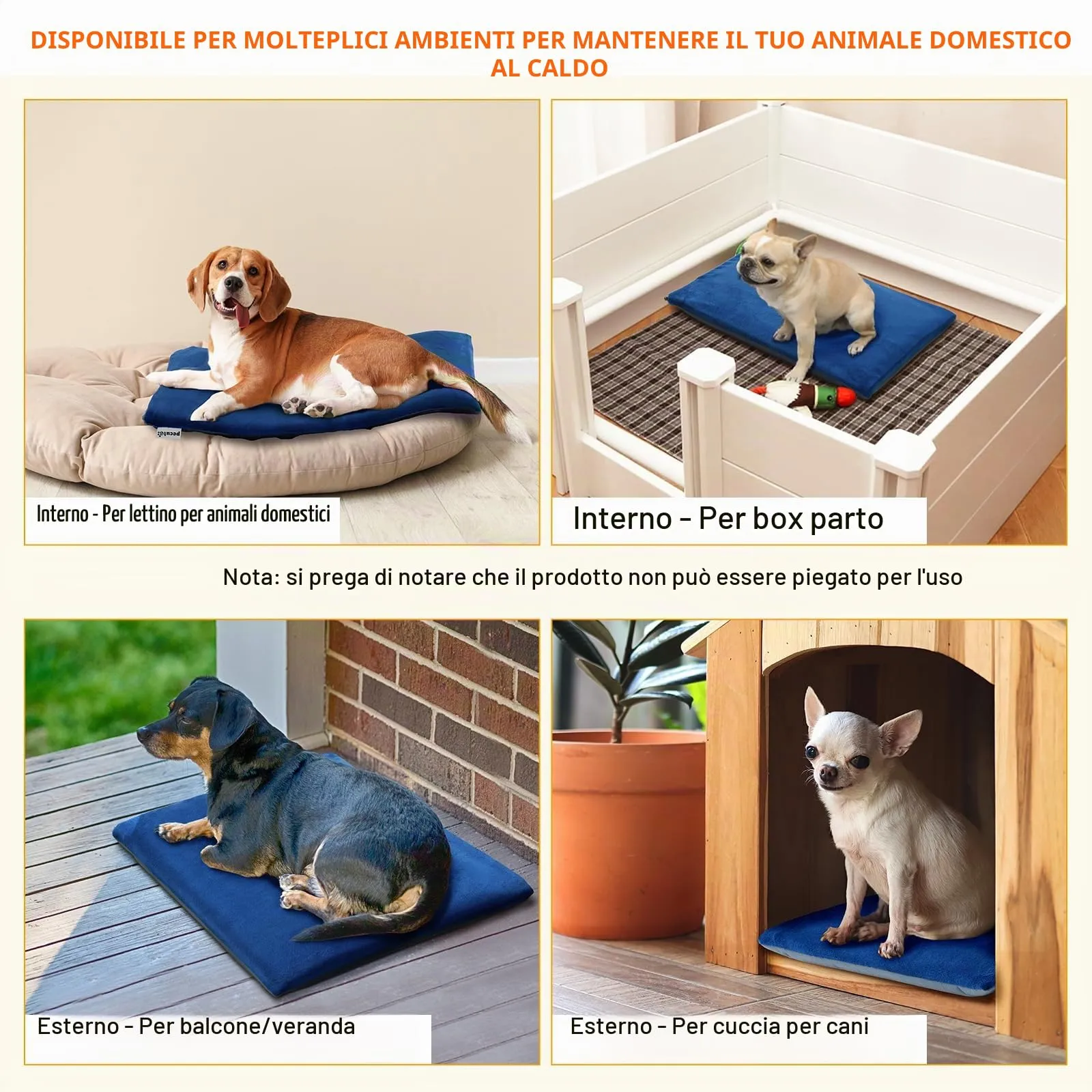 Pecute Tappetino Riscaldante Esterno Addensato per Cani Gatti Addensato - immagine 8
