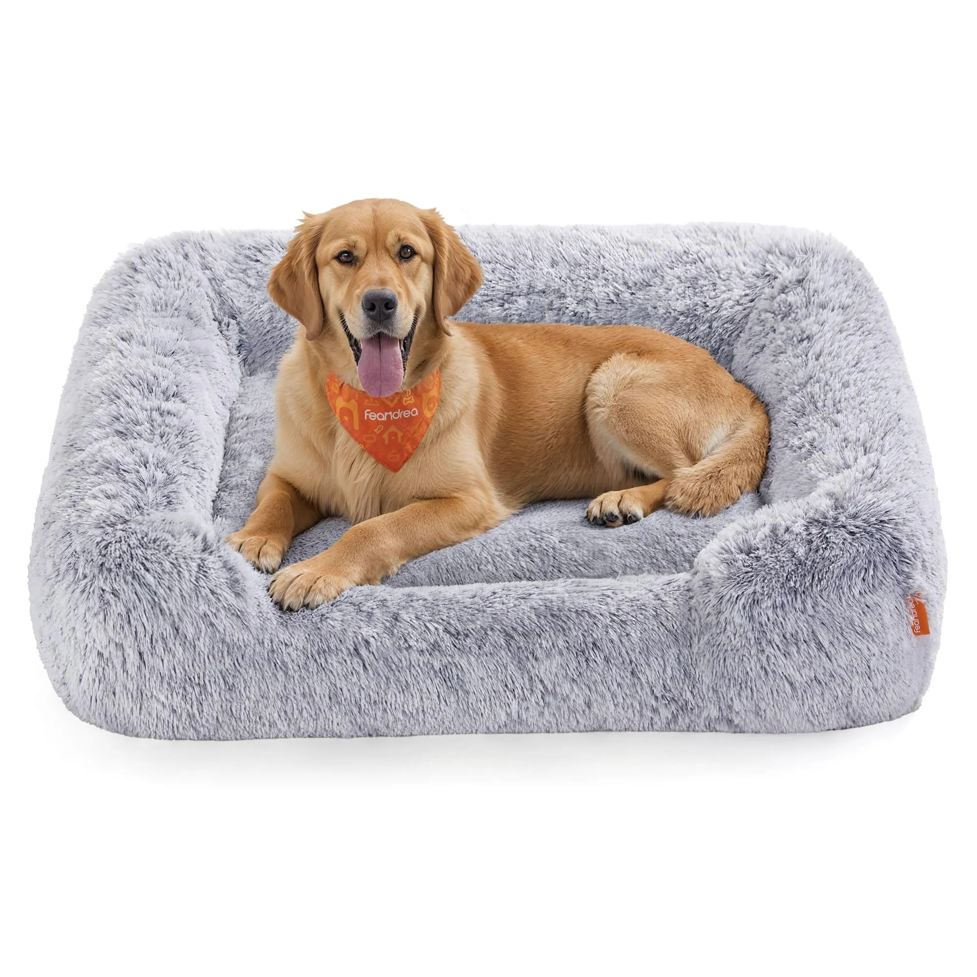 Feandrea Cuccia per Cani, Divano per Cani Medio, 106 x 75 x 20 cm, Cuscino per Animali, Imbottitura Morbida Bordi Rialzati, Sfoderabile e Lavabile, Antiscivolo, Grigio Ombré PGW273G01 - immagine 1