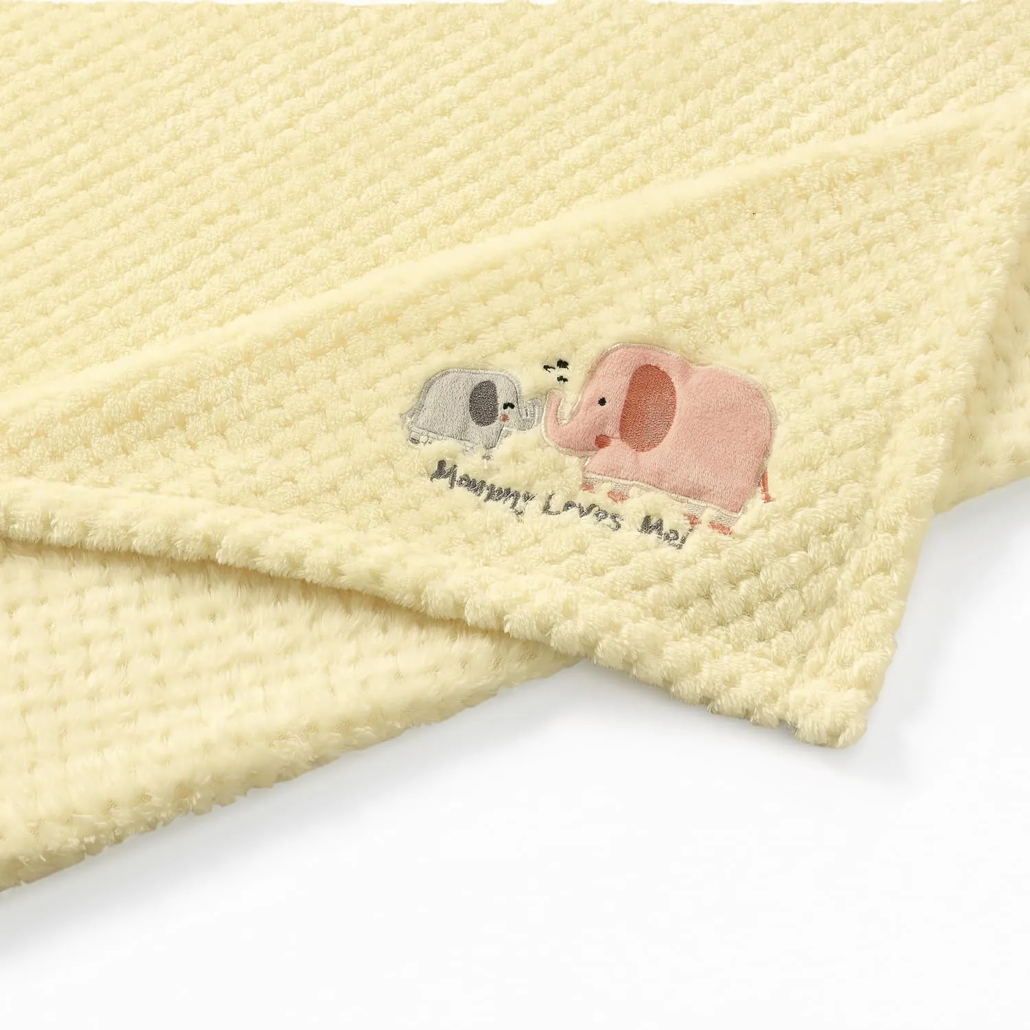 CREVENT Graziosa coperta morbida e calda per bambini, per culla, passeggino, baby shower, compleanno, regalo per neonati, elefante color avorio, 75 x 100 cm - immagine 4