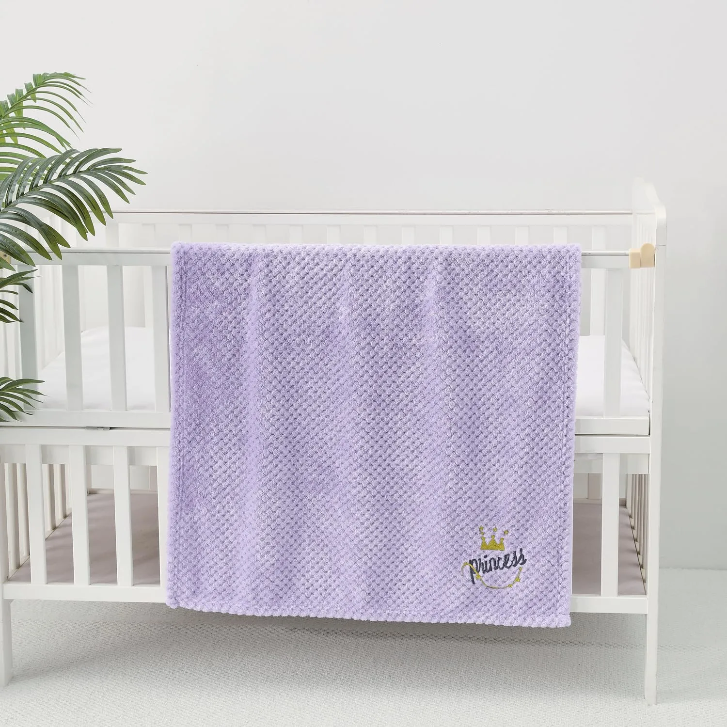 CREVENT Graziosa coperta morbida e calda per bambini, per culla, passeggino, baby shower, compleanno, regalo per neonati, corona viola, 75 x 100 cm - immagine 2