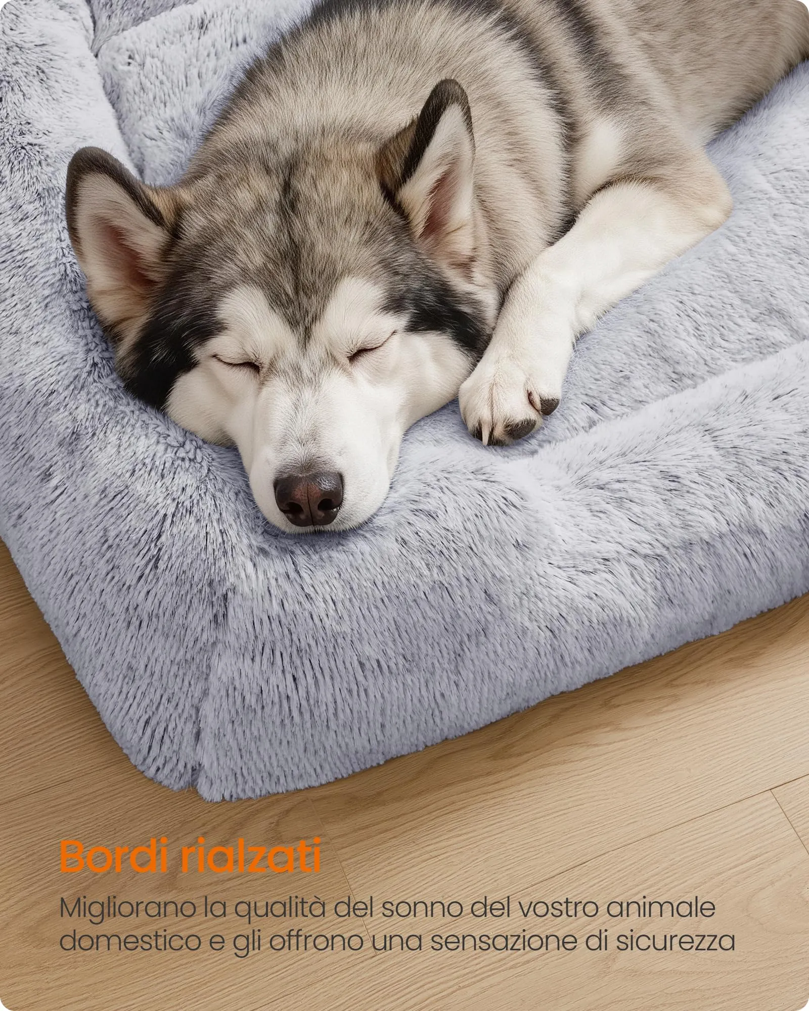 Feandrea Cuccia per Cani, Divano per Cani Extra Grande, 120 x 85 x 23 cm, Cuscino per Animali, Imbottitura Morbida Bordi Rialzati, Sfoderabile e Lavabile, Antiscivolo, Grigio Ombré PGW274GA01 - immagine 3