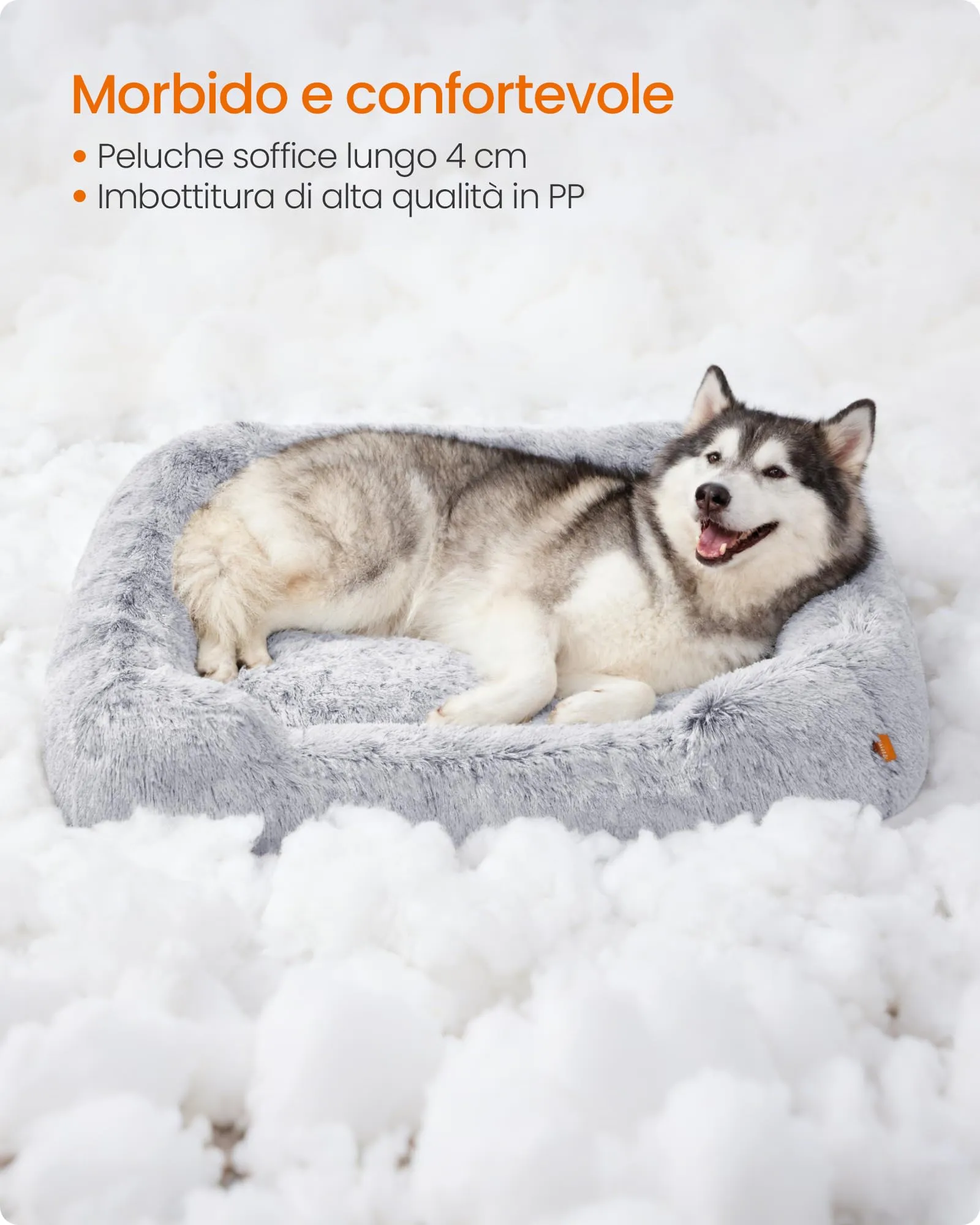 Feandrea Cuccia per Cani, Divano per Cani Extra Grande, 120 x 85 x 23 cm, Cuscino per Animali, Imbottitura Morbida Bordi Rialzati, Sfoderabile e Lavabile, Antiscivolo, Grigio Ombré PGW274GA01 - immagine 4