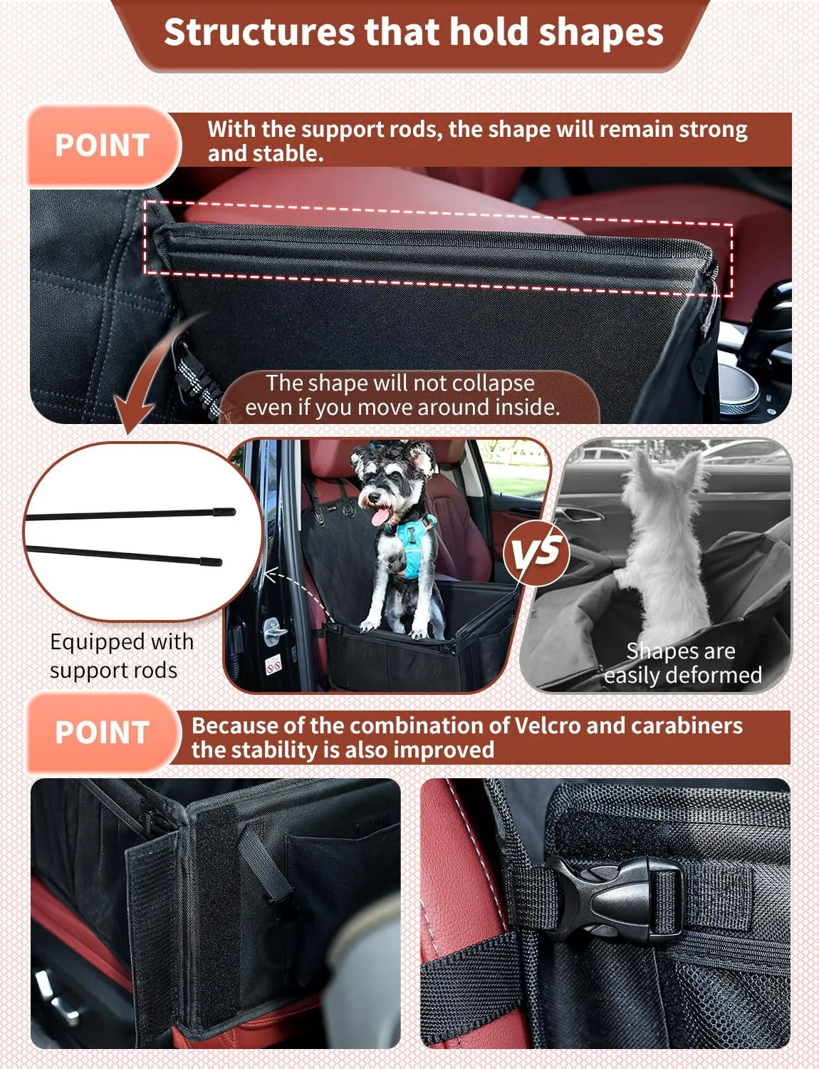 KYG seggiolino auto stabile per cani piccoli e medi - immagine 5