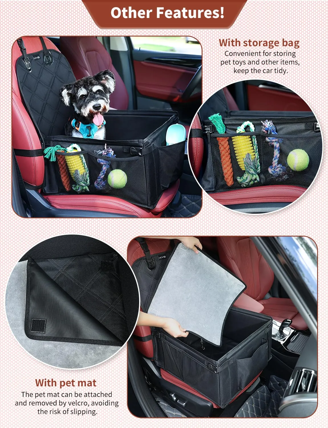 KYG seggiolino auto stabile per cani piccoli e medi - immagine 8
