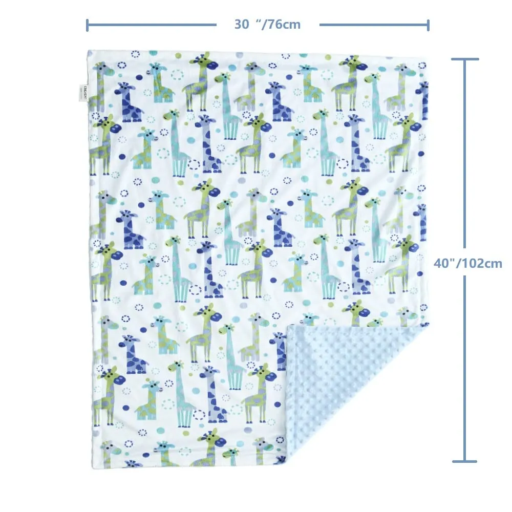 CREVENT 2 coperte per neonati e bambini, 75 cm x 100 cm, graziose, soffici, calde, per biancheria da letto, lettino, passeggino, nuvola grigia + giraffa - immagine 8