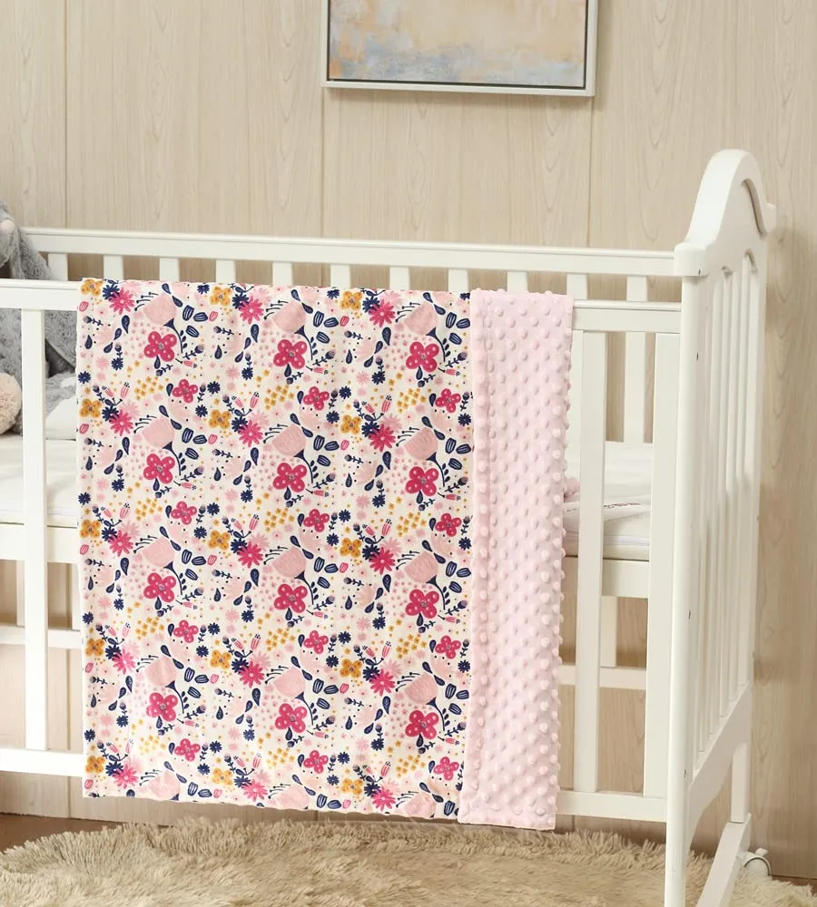CREVENT 2 copertine da 75 cm x 100 cm, simpatiche, soffici, calde, per bambini, culla, passeggino, colore: grigio nuvola + fiore di visone - immagine 3