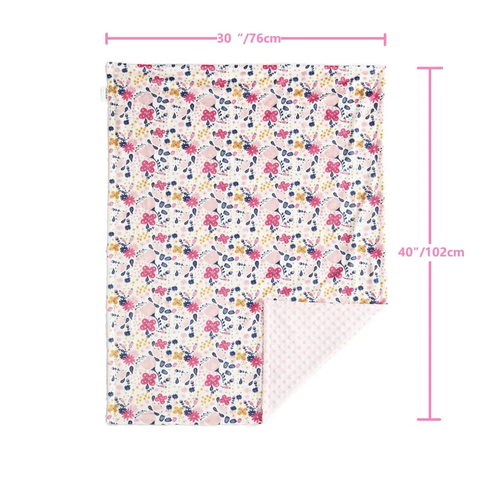 CREVENT 2 copertine da 75 cm x 100 cm, simpatiche, soffici, calde, per bambini, culla, passeggino, colore: grigio nuvola + fiore di visone - immagine 8