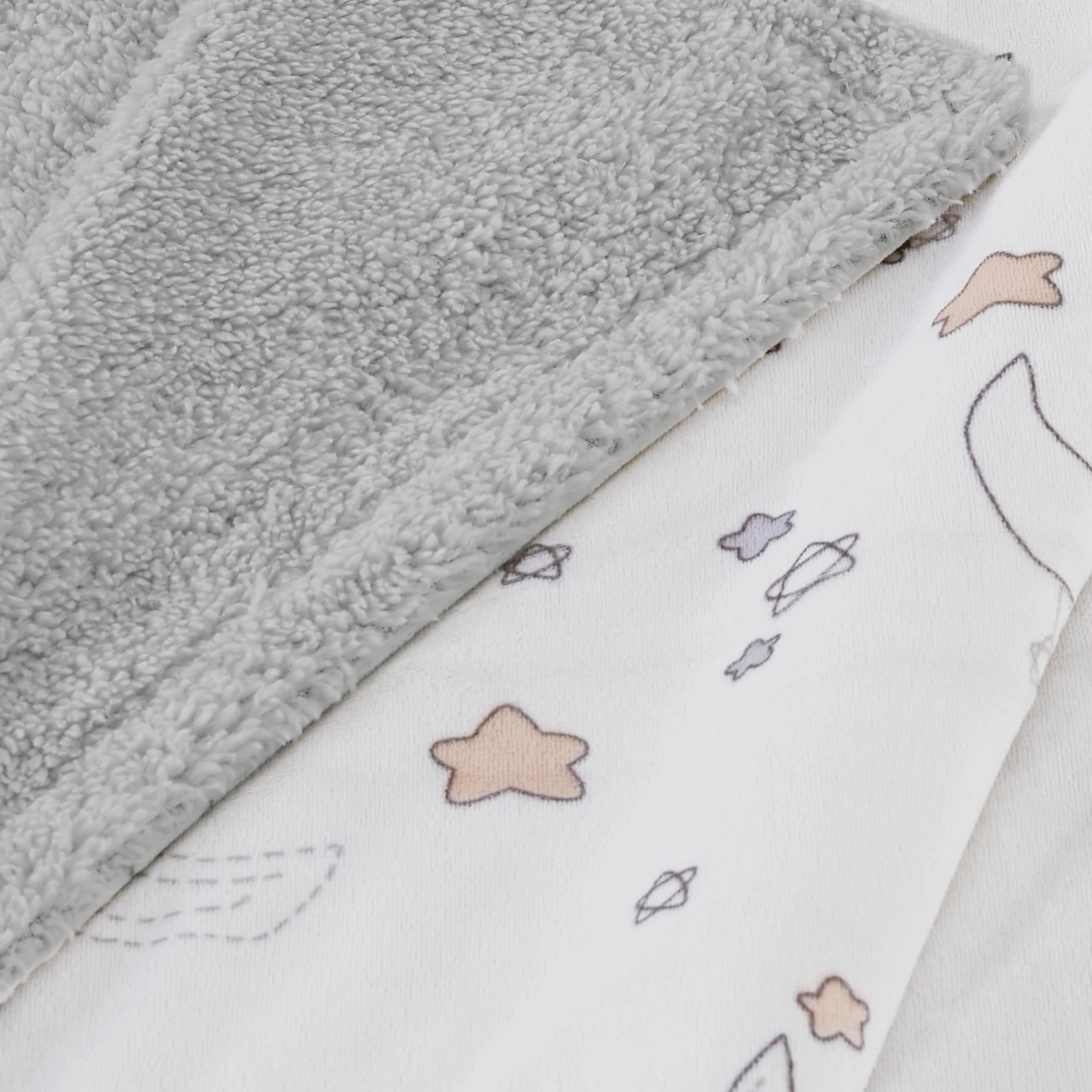 CREVENT 2 copertine da 75 cm x 100 cm, simpatiche, soffici, calde, per bambini, culla, passeggino, colore: grigio nuvola + notte di visone - immagine 6