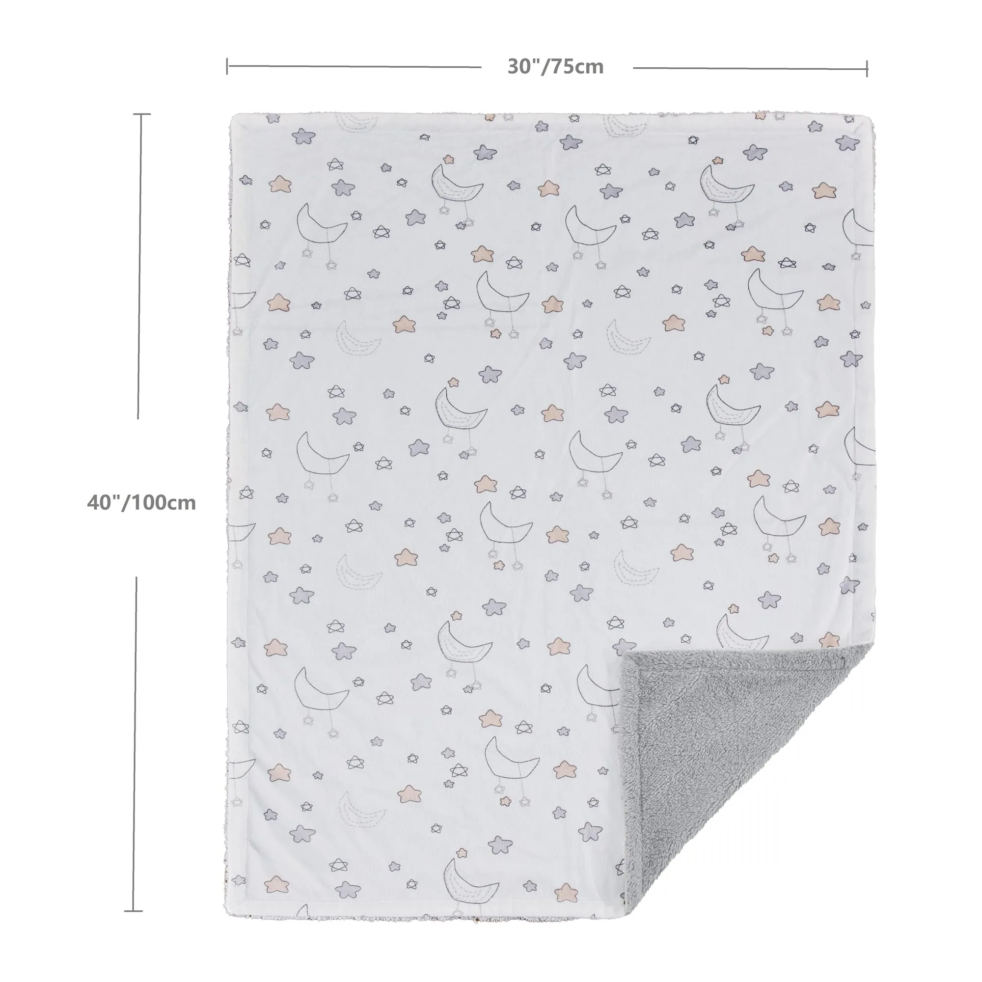 CREVENT 2 copertine da 75 cm x 100 cm, simpatiche, soffici, calde, per bambini, culla, passeggino, colore: grigio nuvola + notte di visone - immagine 7
