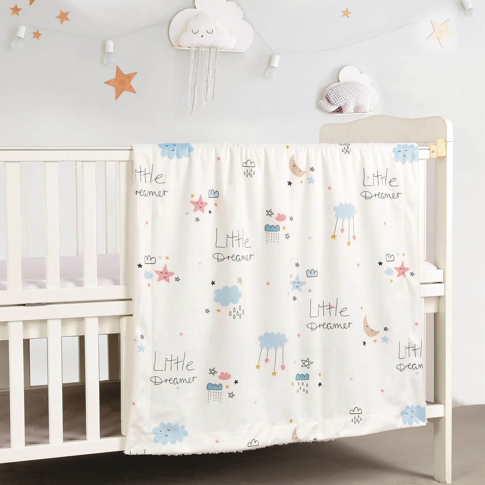 CREVENT 2 pezzi 75cmX100cm Simpaticamente accoglienti e soffici coperte per neonati e bambini piccoli per lettino, culla, passeggino - Nuvola grigia + Sogno - immagine 3