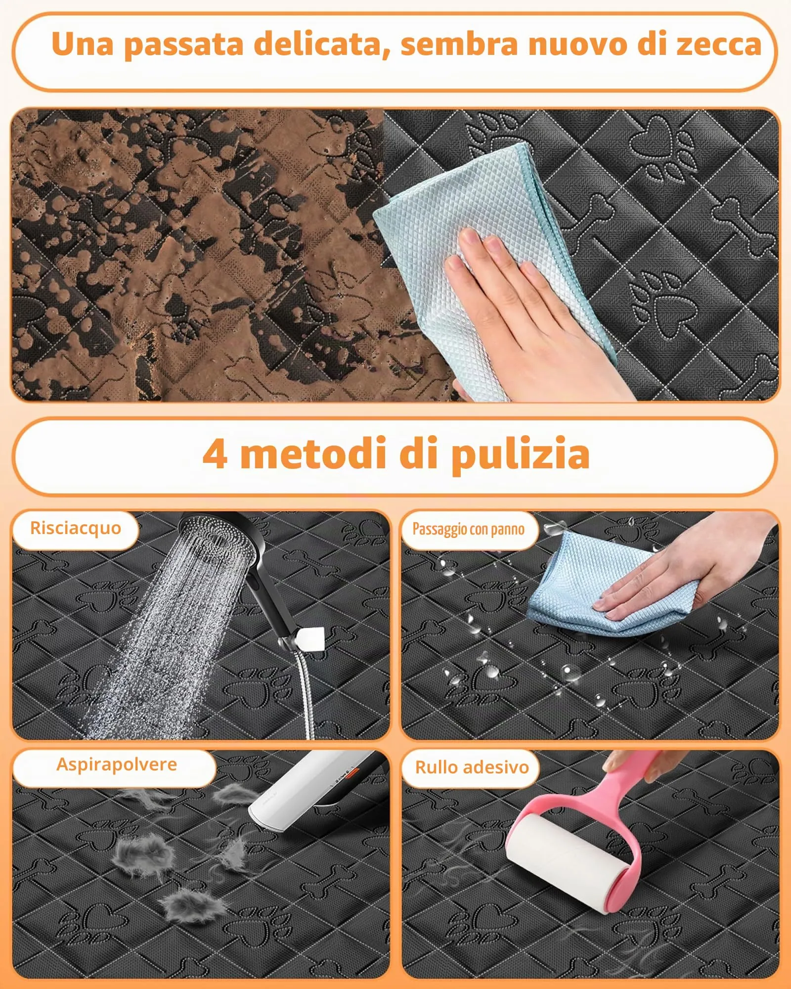 UPAWPIA Pannello Rigido Coprisedile Auto per Cani -Più Spazio- Estensore per Sedile Posteriore per Cani Impermeabile Telo Auto per Cani con Doppie Tasche Adatto alla Maggior Parte delle Auto SUV - immagine 5