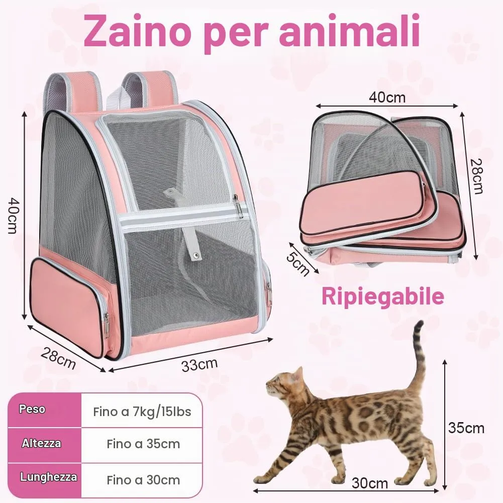 Alaoo Zaino per Gatti Cani, Zaino Portatile per Animali Domestici Upgrade - immagine 2