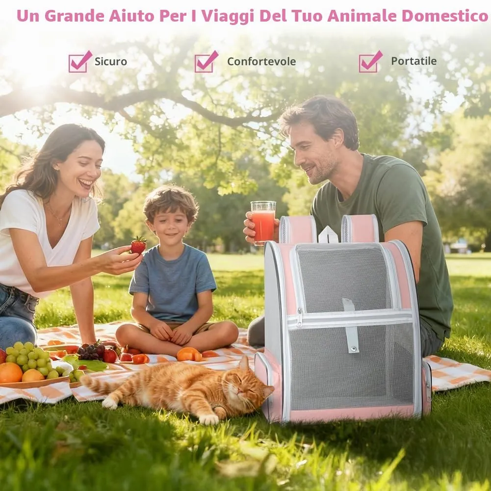 Alaoo Zaino per Gatti Cani, Zaino Portatile per Animali Domestici Upgrade - immagine 6
