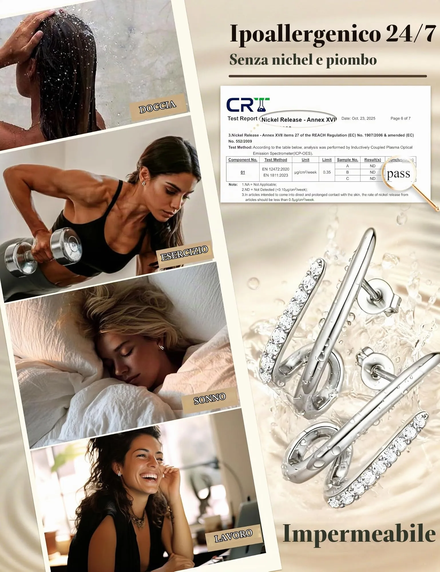 Diamday Orecchini Donna, Orecchini Cerchio, Agli in argento 925 - immagine 3