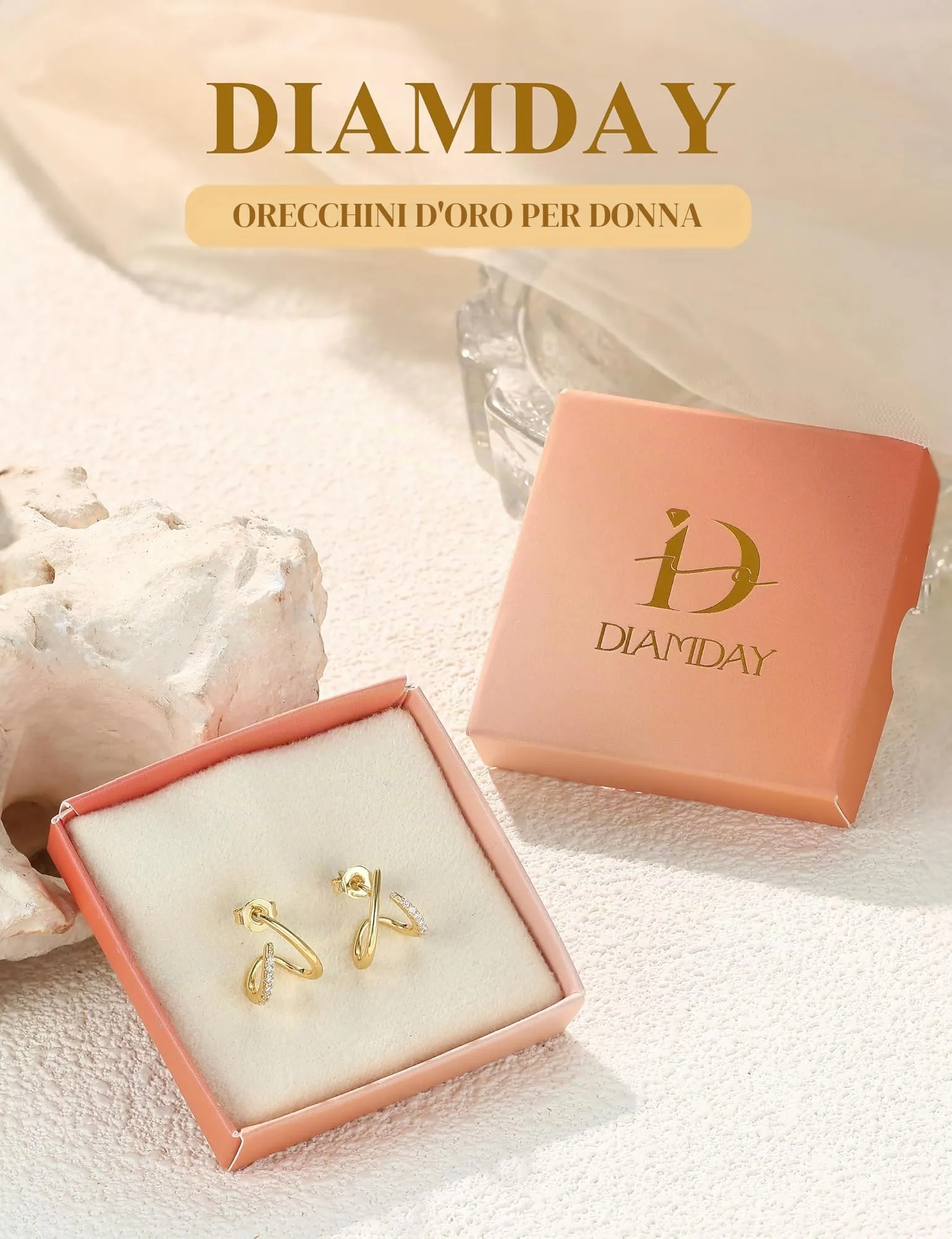 Diamday Orecchini Donna, Orecchini Cerchio, Agli in argento 925 - immagine 6
