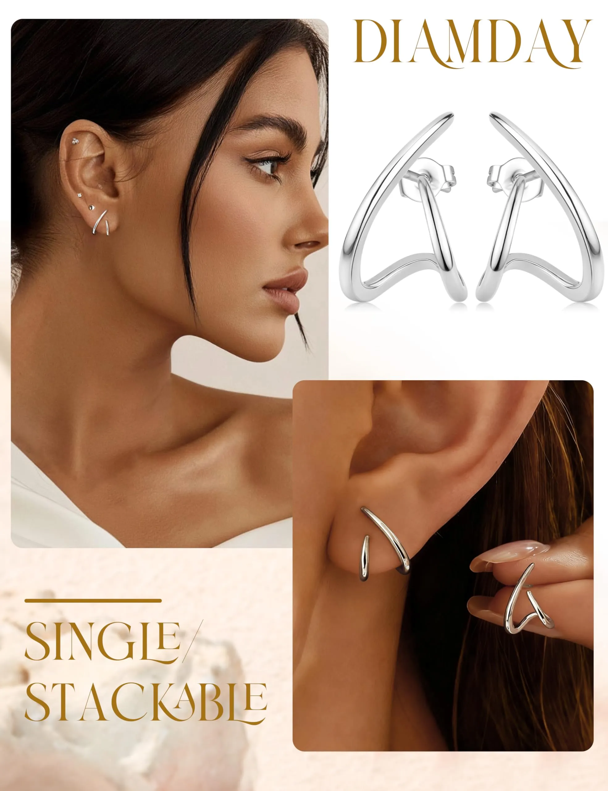 Diamday Orecchini Donna, Orecchini Cerchio, Agli in argento 925 - immagine 2