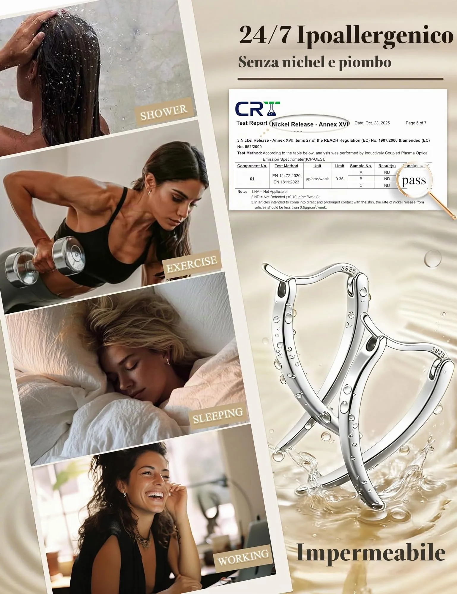 Diamday Orecchini Donna, Orecchini Cerchio, Agli in argento 925 - immagine 3