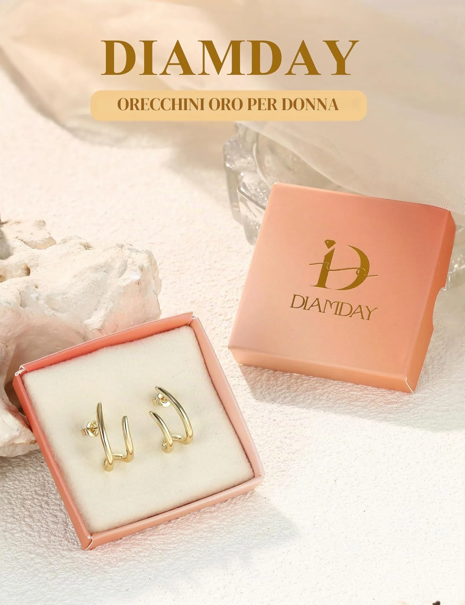 Diamday Orecchini Donna, Orecchini Cerchio, Agli in argento 925 - immagine 6