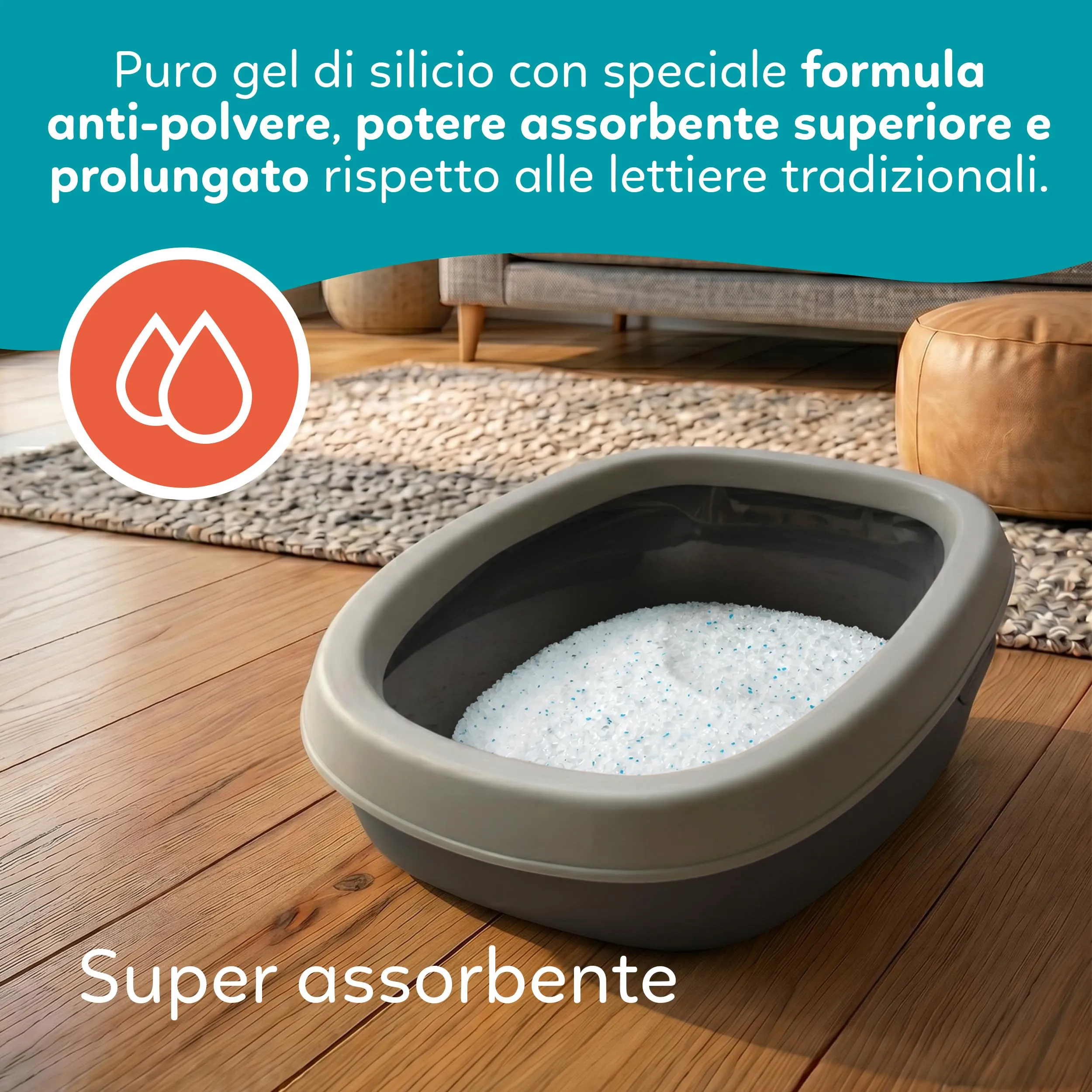 AQPET Catty Lettiera per Gatti al Silicio 30 L (6x5 L), Profumo Talco - immagine 5