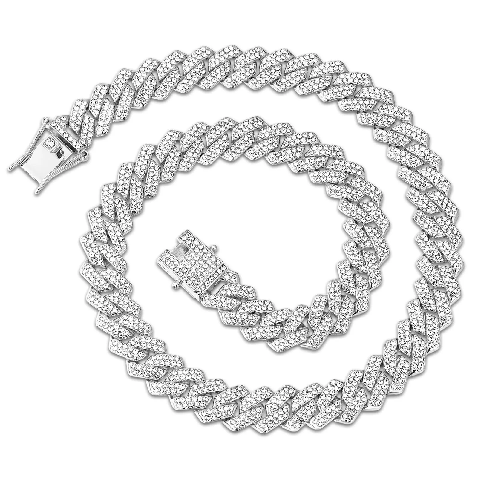 Esmoly 14mm Hip Hop Collana Uomo Iced Out Catena Cubana Regalo Uomo Ragazzo - immagine 1