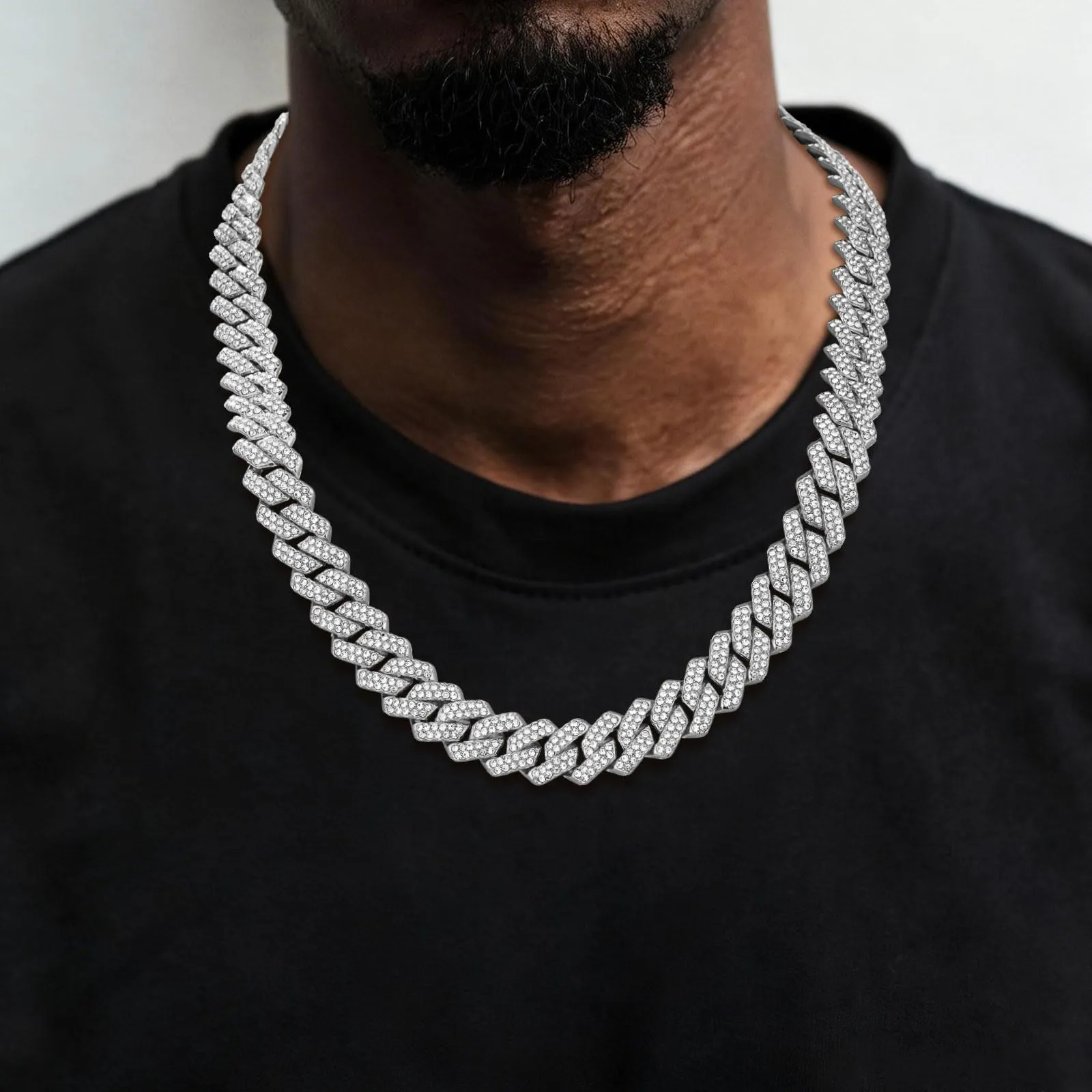 Esmoly 14mm Hip Hop Collana Uomo Iced Out Catena Cubana Regalo Uomo Ragazzo - immagine 2