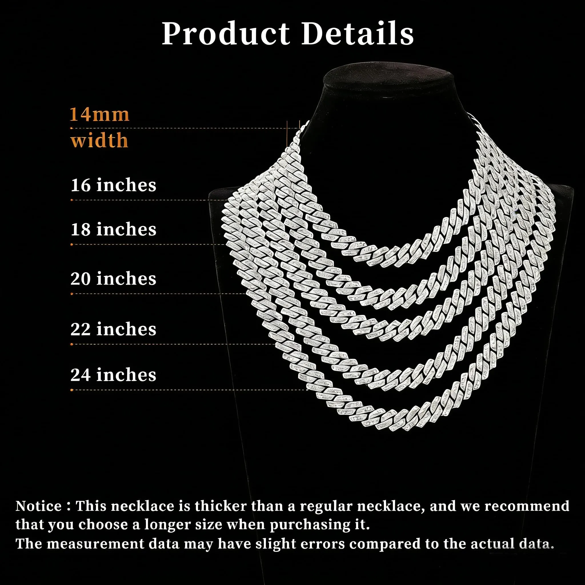 Esmoly 14mm Hip Hop Collana Uomo Iced Out Catena Cubana Regalo Uomo Ragazzo - immagine 6