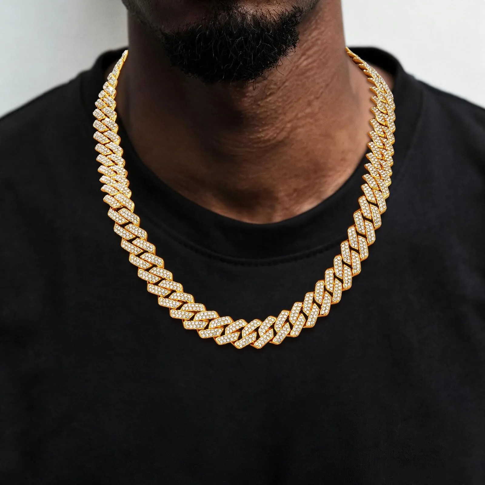 Esmoly 14mm Hip Hop Collana Uomo Iced Out Catena Cubana Regalo Uomo Ragazzo - immagine 2