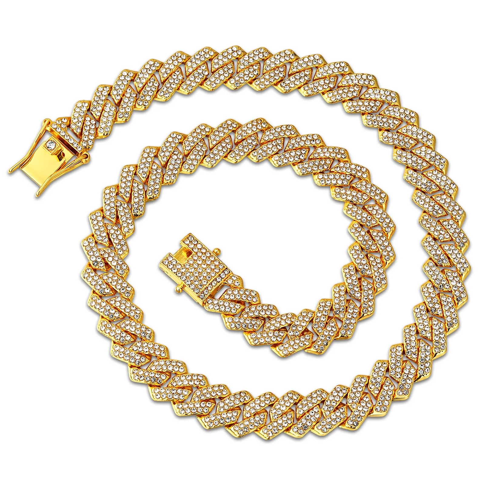 Esmoly 14mm Hip Hop Collana Uomo Iced Out Catena Cubana Regalo Uomo Ragazzo - immagine 1