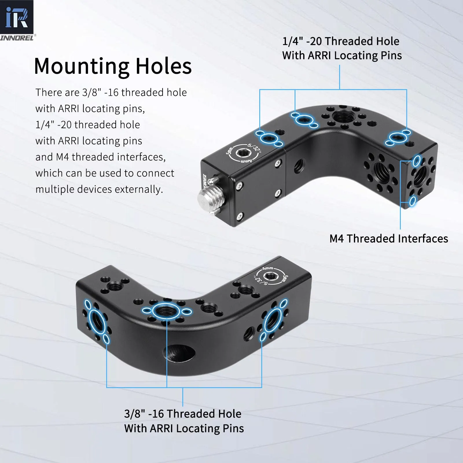 INNOREL CB2L Estensione maniglia superiore di posizionamento ARRI Maniglia universale multifunzione CNC Cheese Fissaggio a 90°per fotocamera Rabbit Cage Attrezzatura video Stabilizzatore gimbal - immagine 3