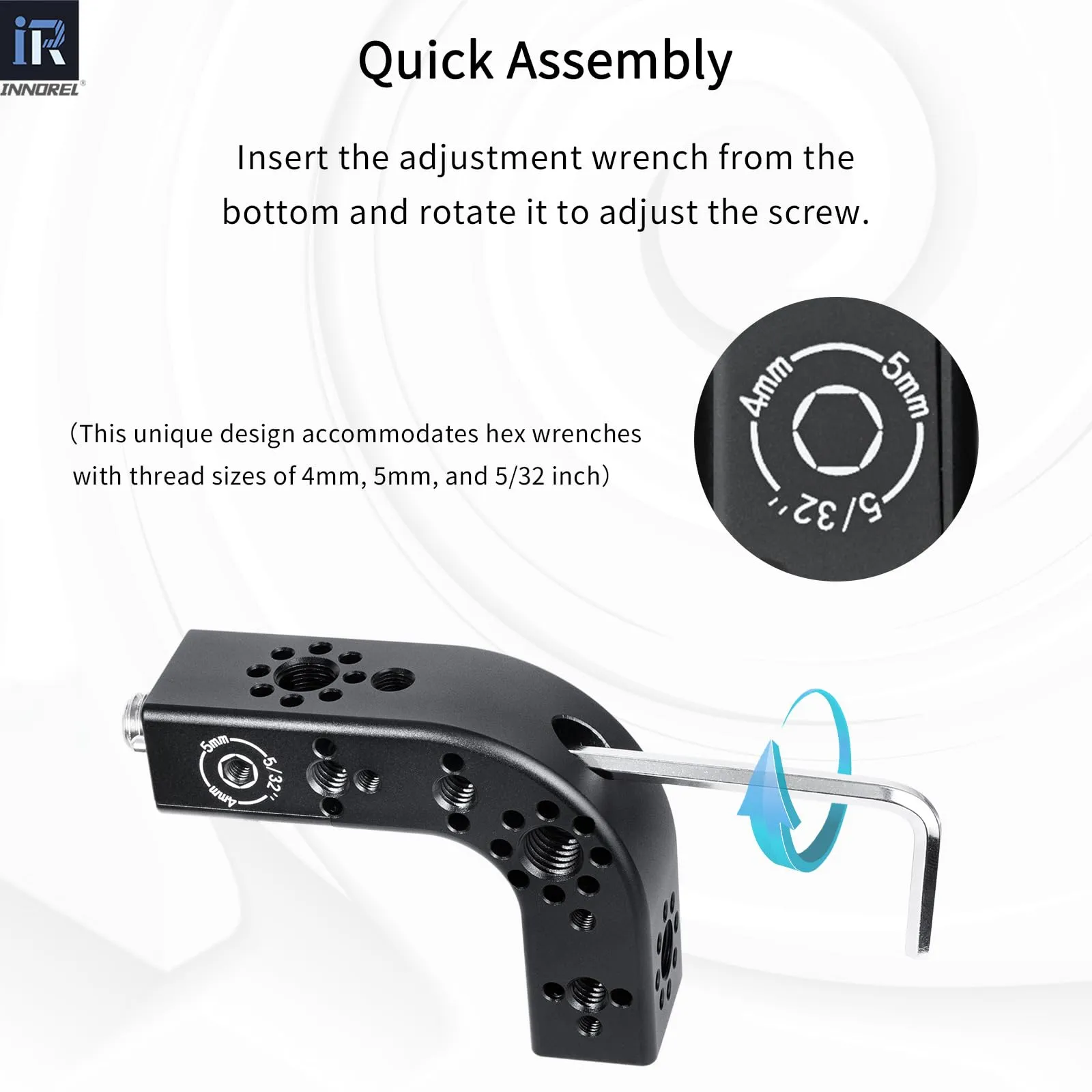 INNOREL CB2L Estensione maniglia superiore di posizionamento ARRI Maniglia universale multifunzione CNC Cheese Fissaggio a 90°per fotocamera Rabbit Cage Attrezzatura video Stabilizzatore gimbal - immagine 4