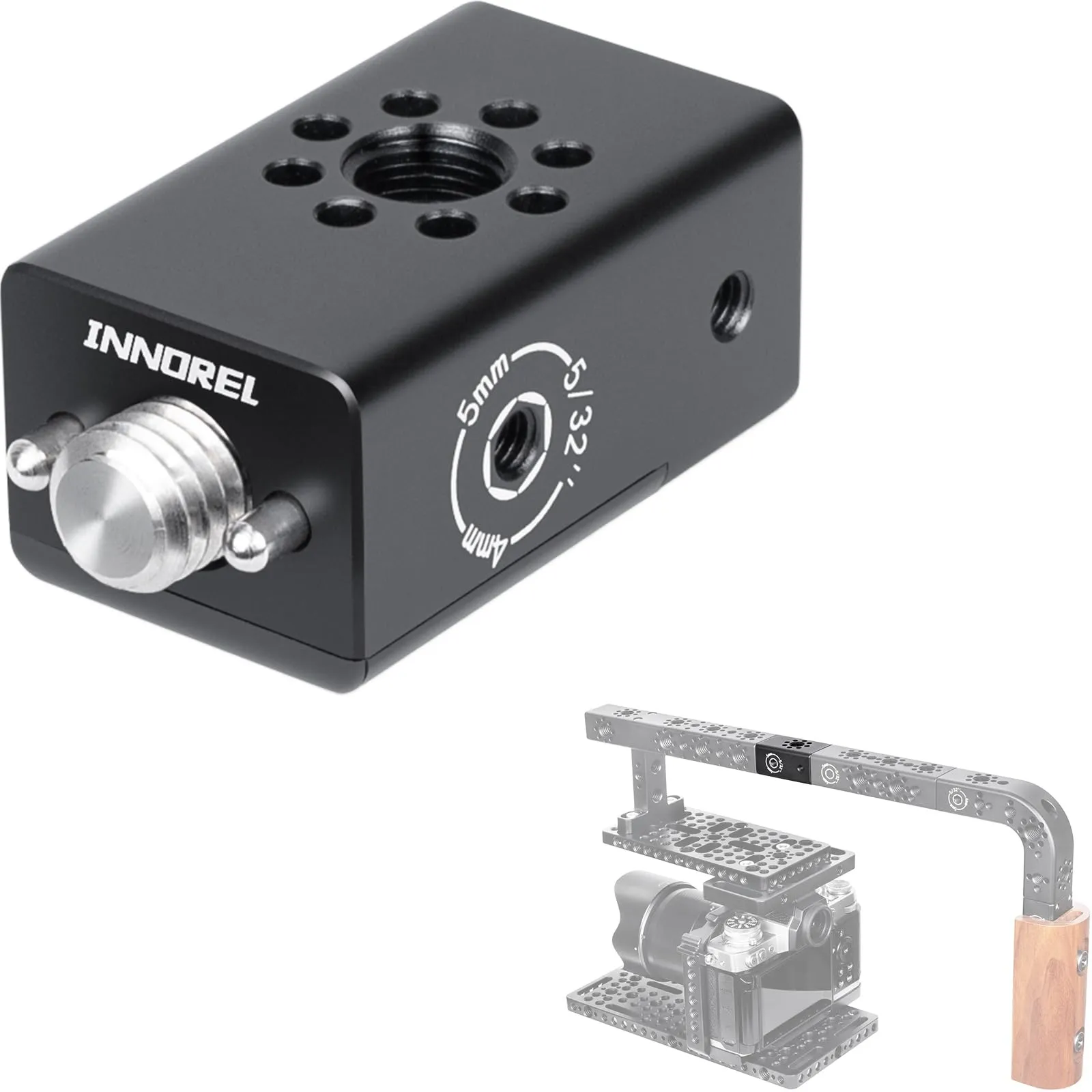 INNOREL CB1 Maniglia multifunzione in lega di alluminio CNC per videocamera,con fori di posizionamento Arri da 3/8" per telai di gabbie per videocamere, attrezzature video fai da te - immagine 1