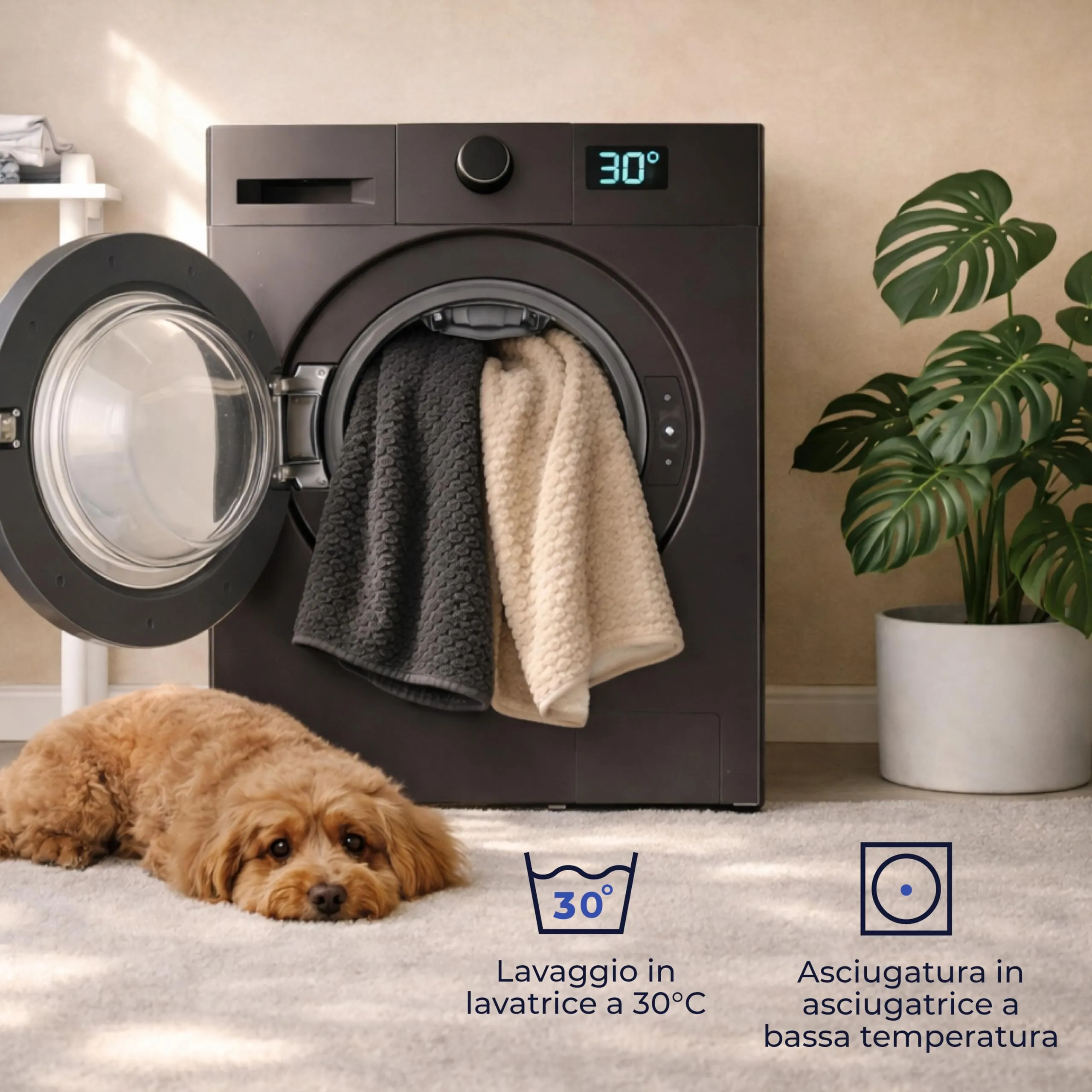 Dreamzie Coperta Impermeabile 218x228cm - Cerata Letto Matrimoniale Reversibile e Lavabile in Lavatrice in Pile Sherpa per Letto o Divano - Copridivano impermeabile per animali - Beige - immagine 9