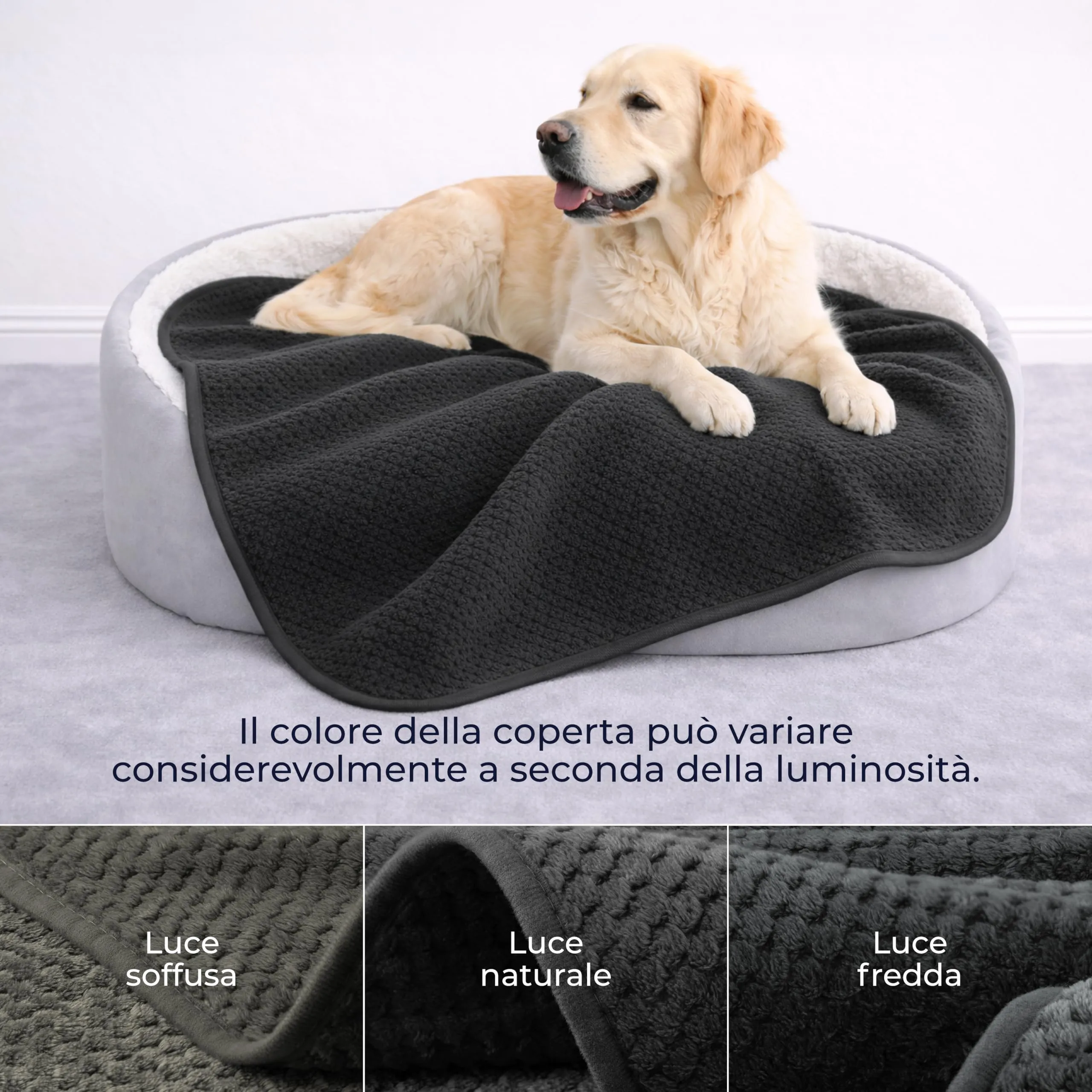 Dreamzie Coperta Impermeabile 127x152cm - Cerata Letto Matrimoniale Reversibile e Lavabile in Lavatrice in Pile Sherpa per Letto o Divano - Copridivano impermeabile per animali - Grigio scuro - immagine 4