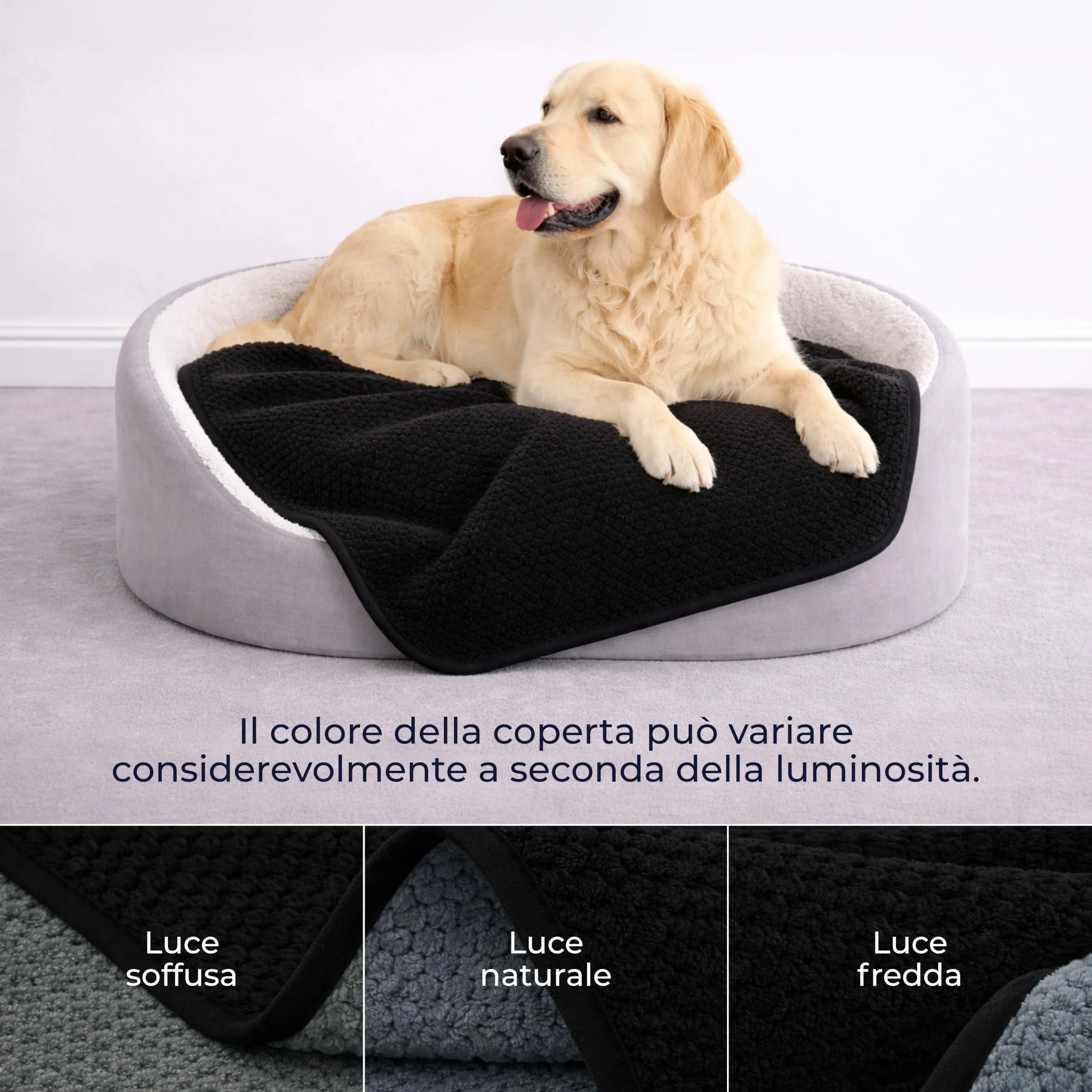 Dreamzie Coperta Impermeabile per Cani 100x120cm - Copridivano Impermeabile per Animali - Reversibile e Lavabile in Lavatrice in Pile Sherpa per Letto o Divano - Nero - immagine 4