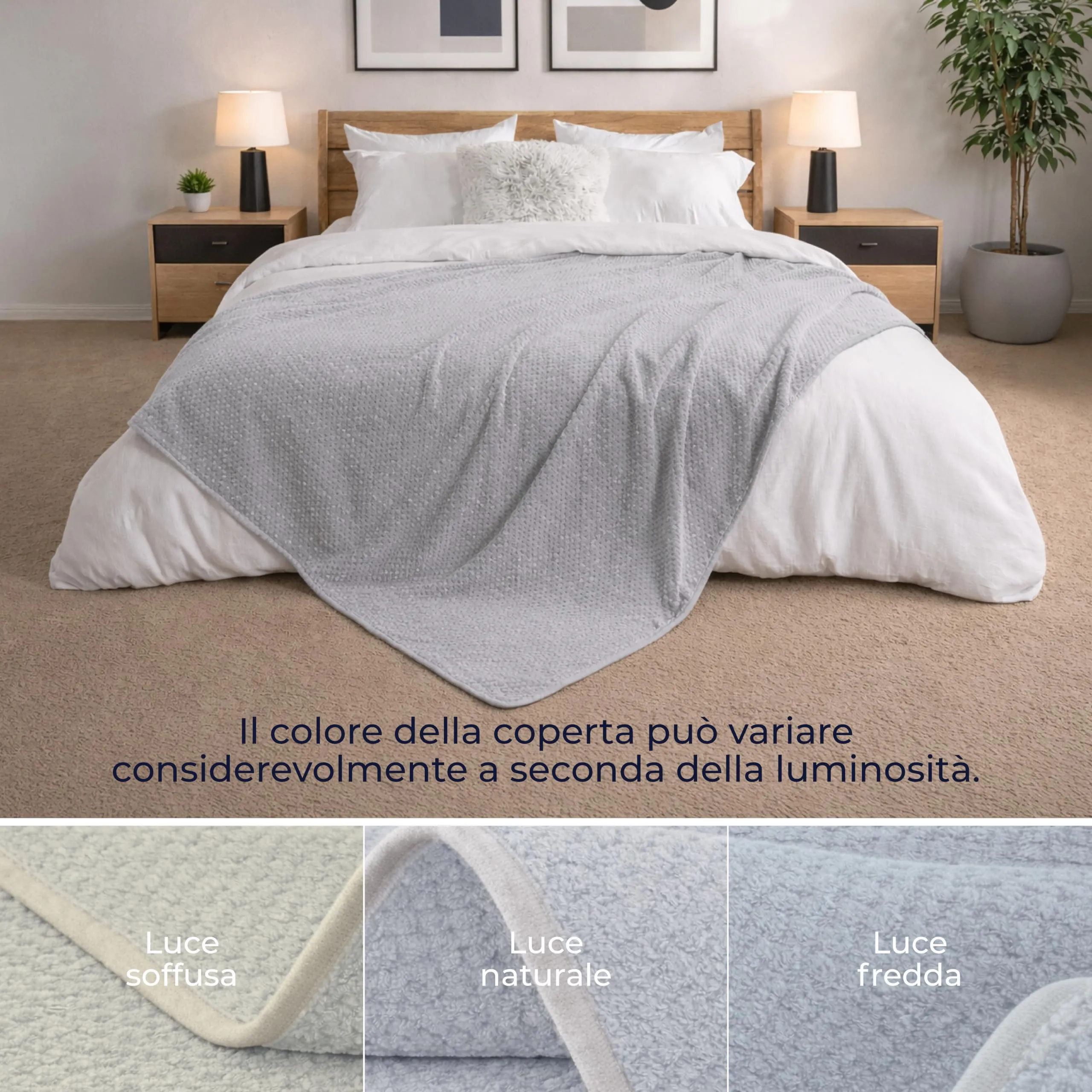 Dreamzie Coperta Impermeabile 152x203cm - Cerata Letto Matrimoniale Reversibile e Lavabile in Lavatrice in Pile Sherpa per Letto o Divano - Copridivano impermeabile per animali - Grigio chiaro - immagine 4