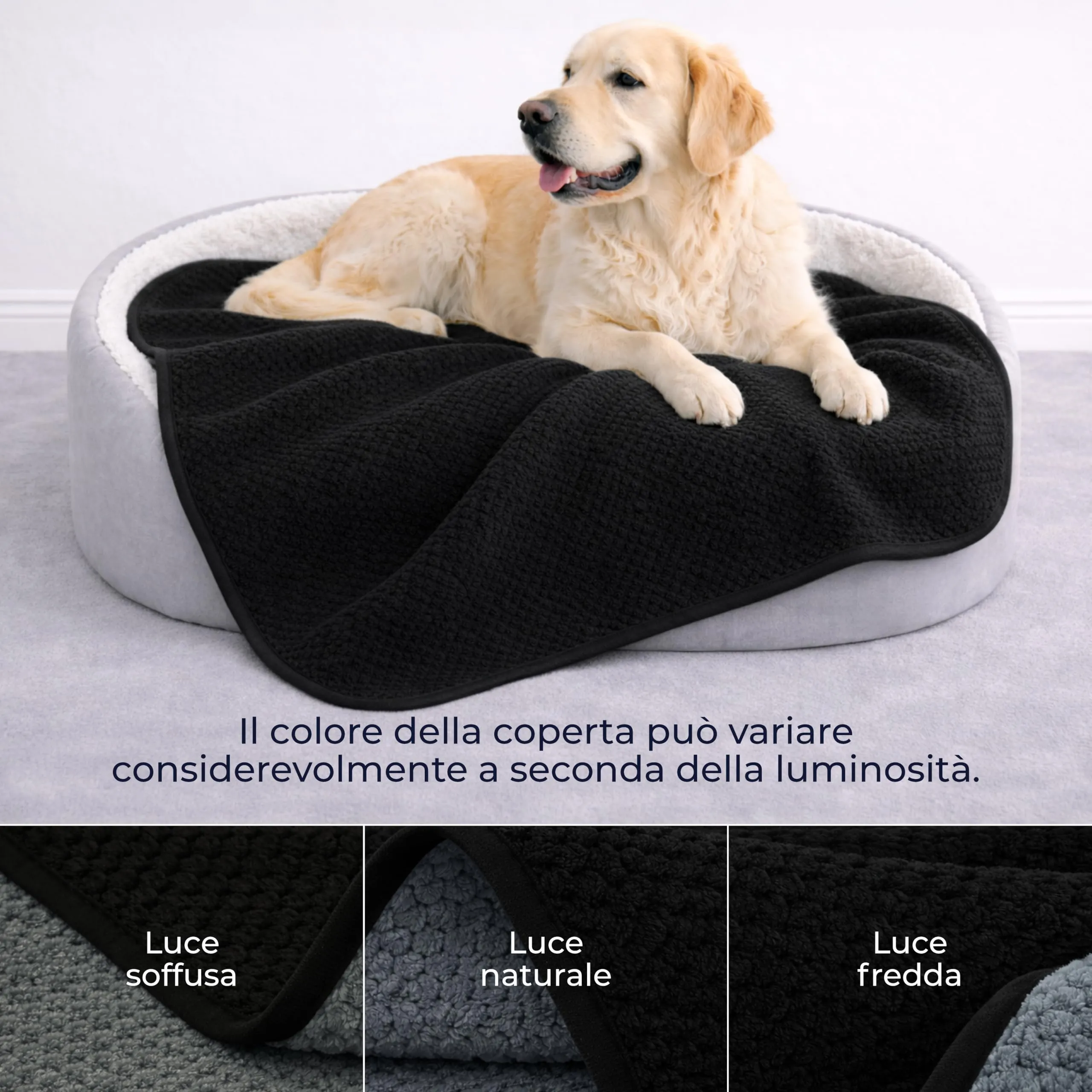 Dreamzie Coperta Impermeabile 127x152cm - Cerata Letto Matrimoniale Reversibile e Lavabile in Lavatrice in Pile Sherpa per Letto o Divano - Copridivano impermeabile per animali - Nero - immagine 4